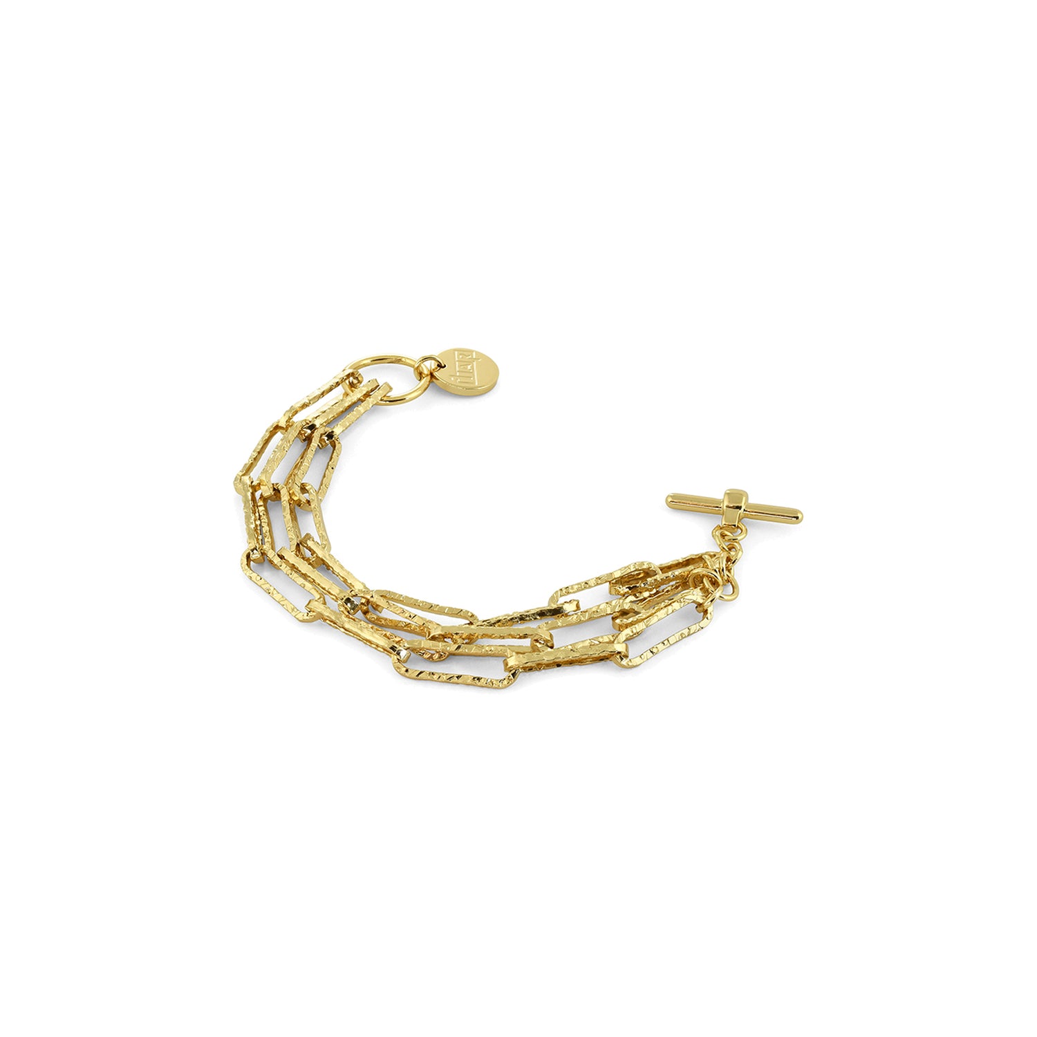 Bracciale Multifilo con Maglie "Paper Clip" in Finitura Diamantata e Chiusura Unoaerre
