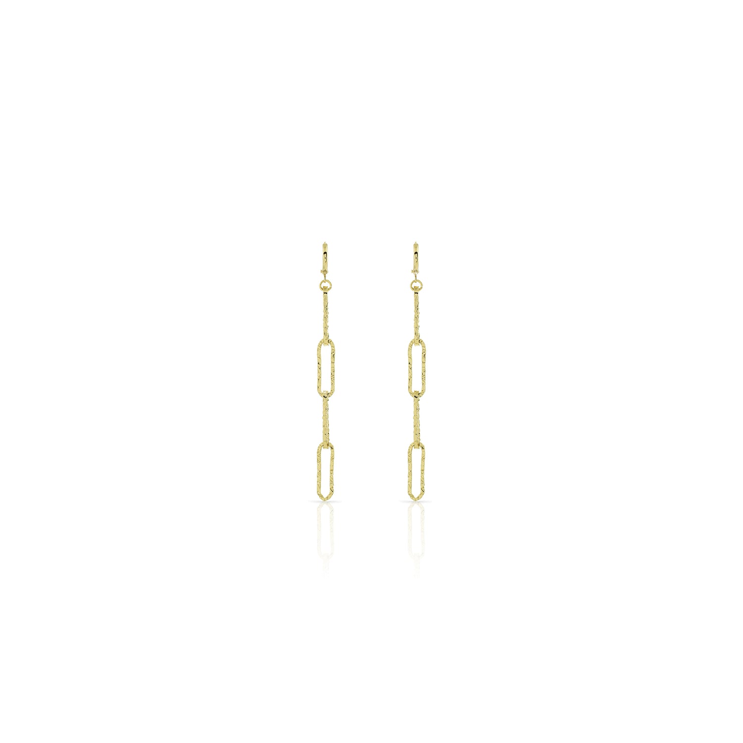 Orecchini Lunghi in Maglia "Paper Clip" in Finitura Diamantata Unoaerre