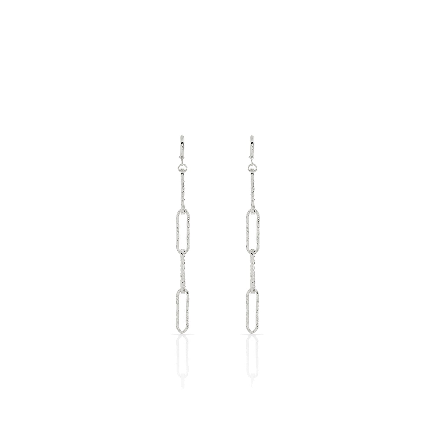 Orecchini Lunghi in Maglia "Paper Clip" in Finitura Diamantata Unoaerre