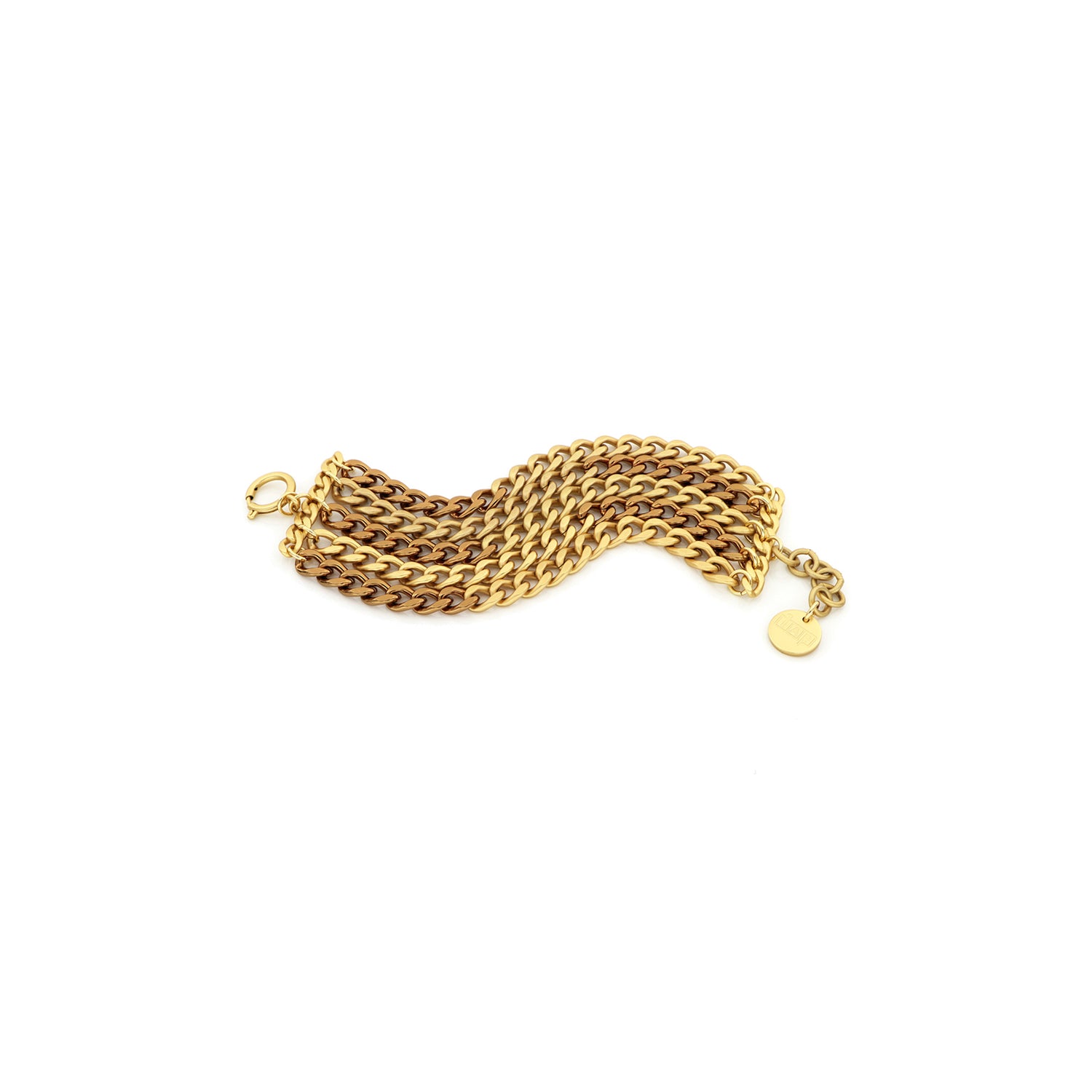 Bracciale con 5 File di Catena Grumetta in Ottone Dorato Unoaerre