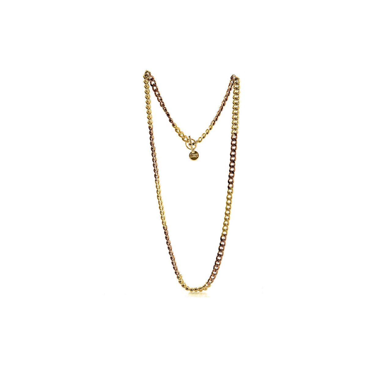 Unoaerre Chocolate-Colored Brass Curb Chain Long Necklace