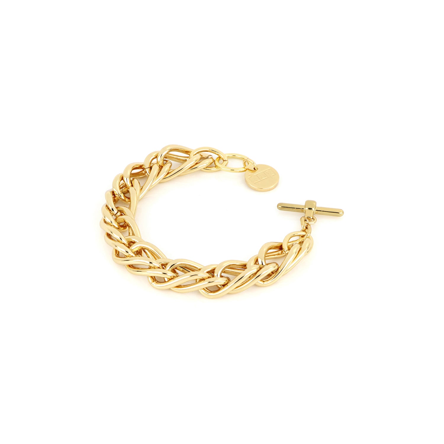Bracciale in Ottone con Catena "Spiga" Intrecciata e T-bar Unoaerre