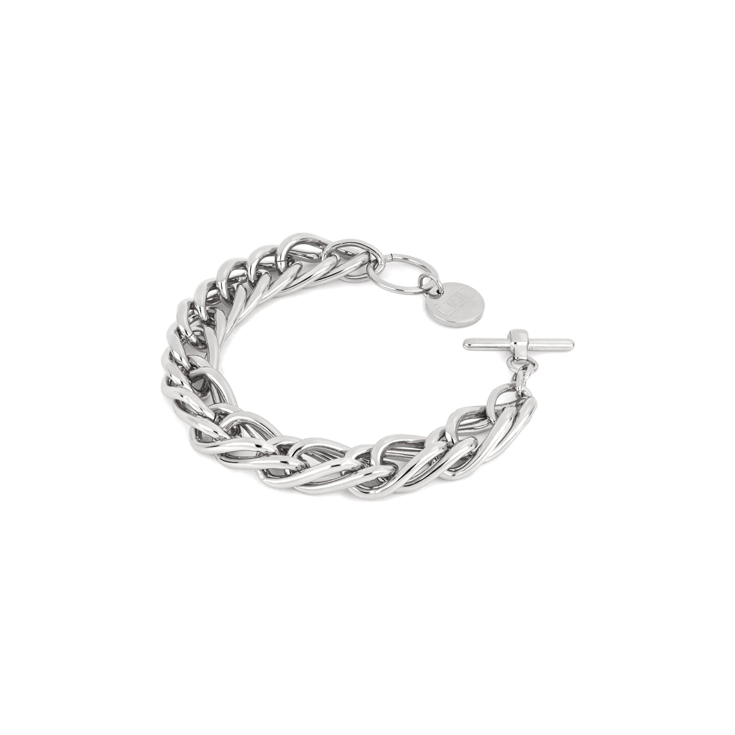 Bracciale in Ottone con Catena "Spiga" Intrecciata e T-bar Unoaerre
