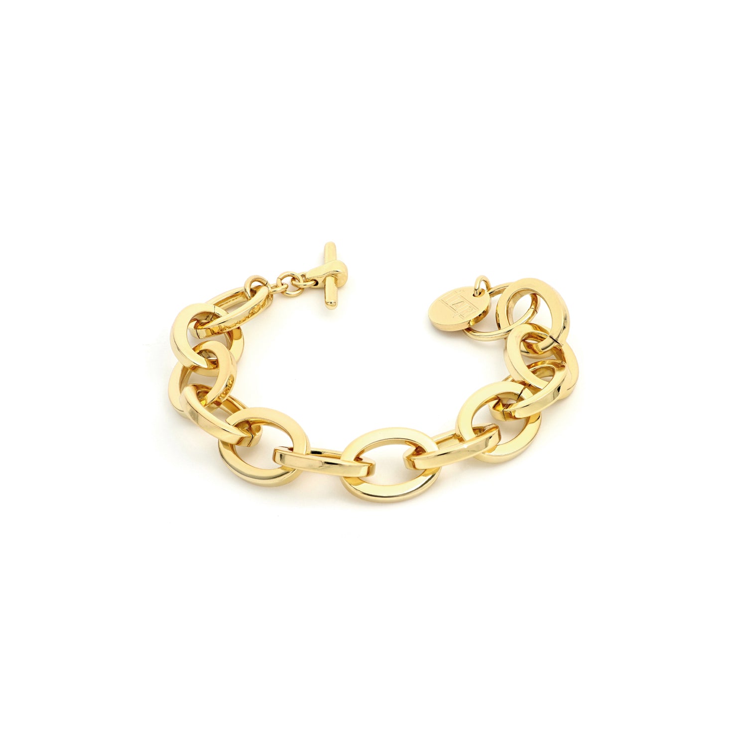 Bracciale di Catena a Maglie Ovali con Bordo Squadrato Unoaerre