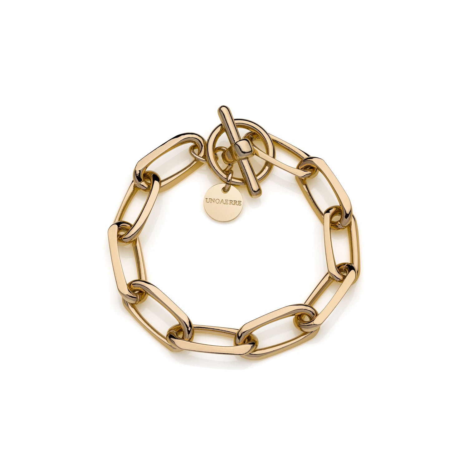 Bracciale di Catena Forzatina Battuta in Ottone Lucido con Bagno Unoaerre
