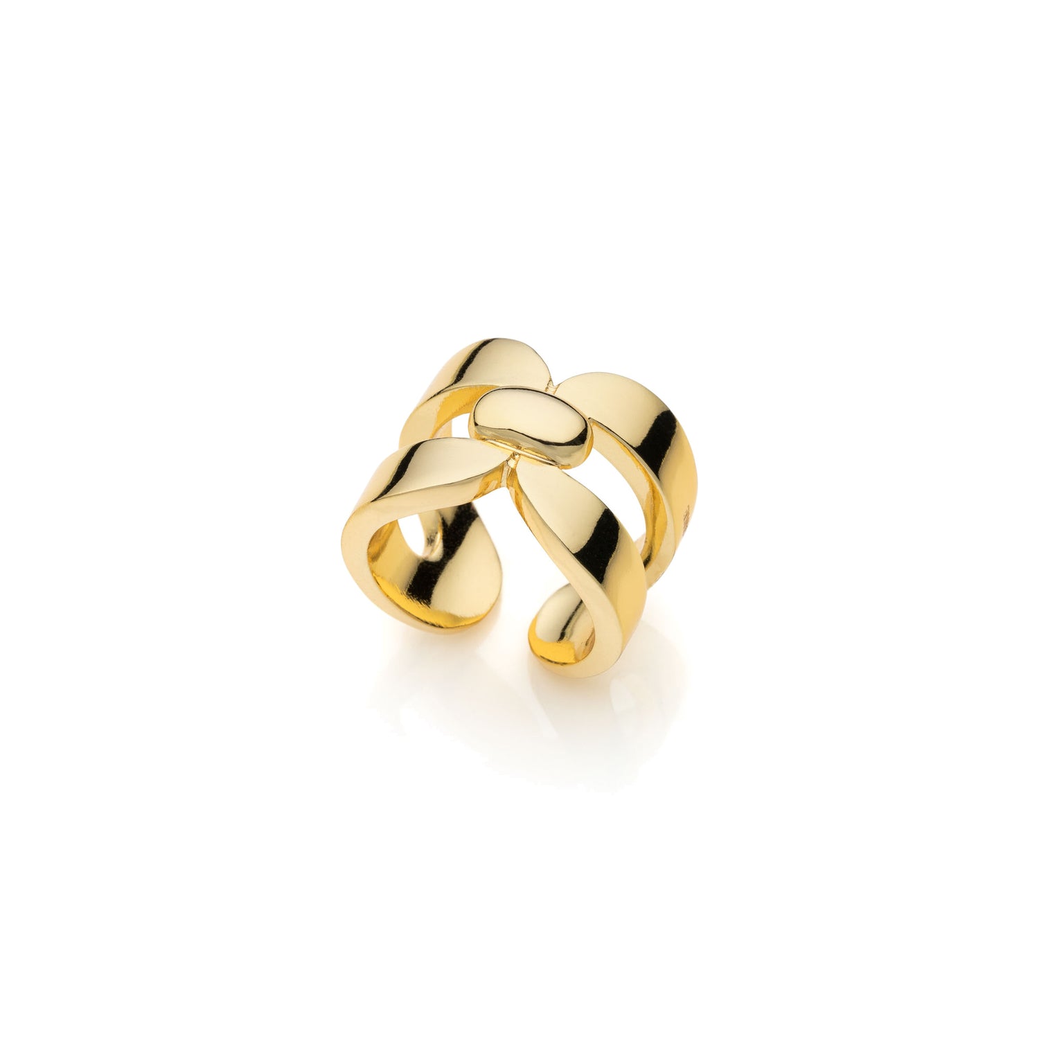 Anello Aperto a Fascia in Ottone Lucido con Bagno in Oro 24 Unoaerre