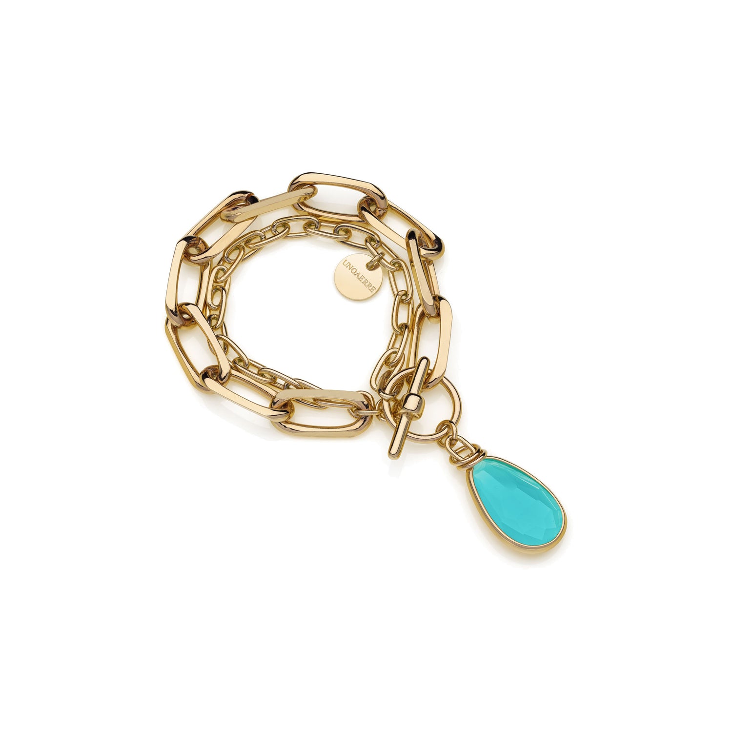 Bracciale con Catena Forzatina in Ottone con Bagno in Oro Giallo 24 Unoaerre