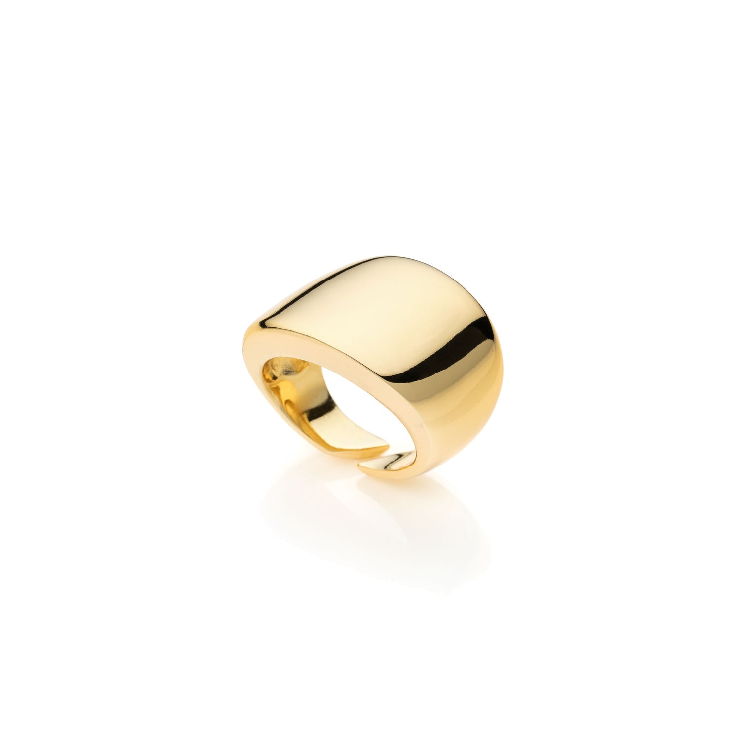 Anello Aperto a Fascia Bombata in Ottone con Bagno in Oro 24 Unoaerre
