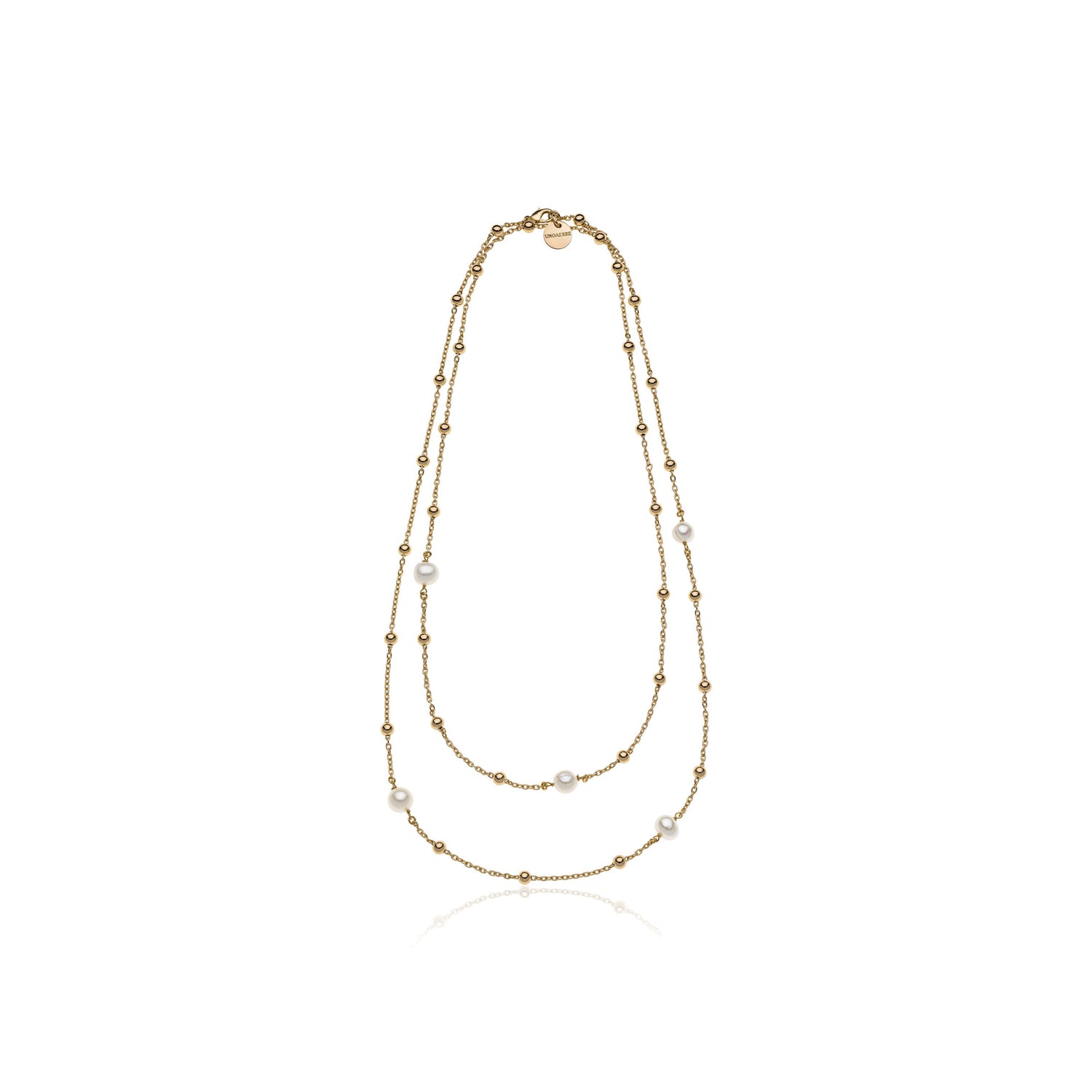 Collana Lunga in Ottone con Due File di Catena Forzatina Sottile Unoaerre