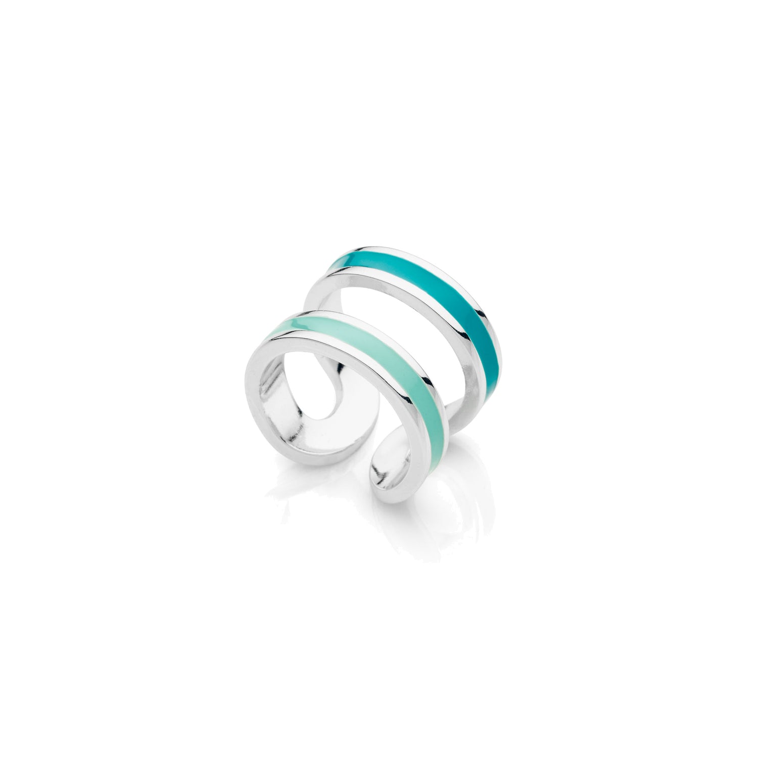 Anello con Bagno in Argento e Smalto Azzurro Chiaro e Scuro Unoaerre