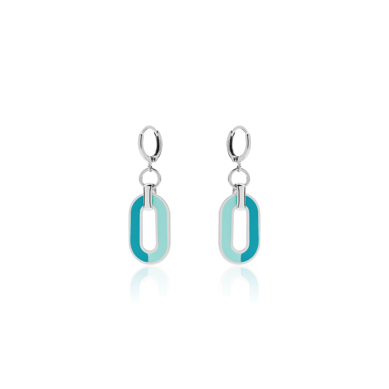 Orecchini Pendenti in Ottone Argentato con Smalto Azzurro Chiaro e Scuro Unoaerre