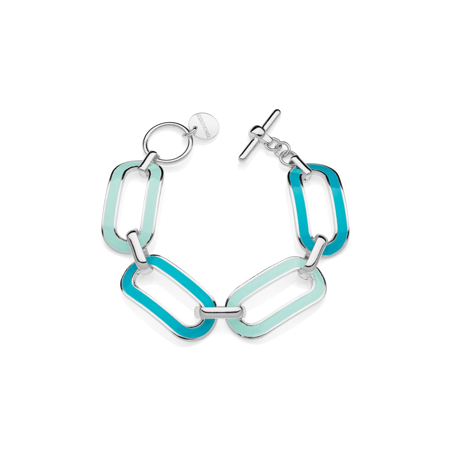 Bracciale in Ottone Argentato e Smalto Azzurro Chiaro e Scur Unoaerre