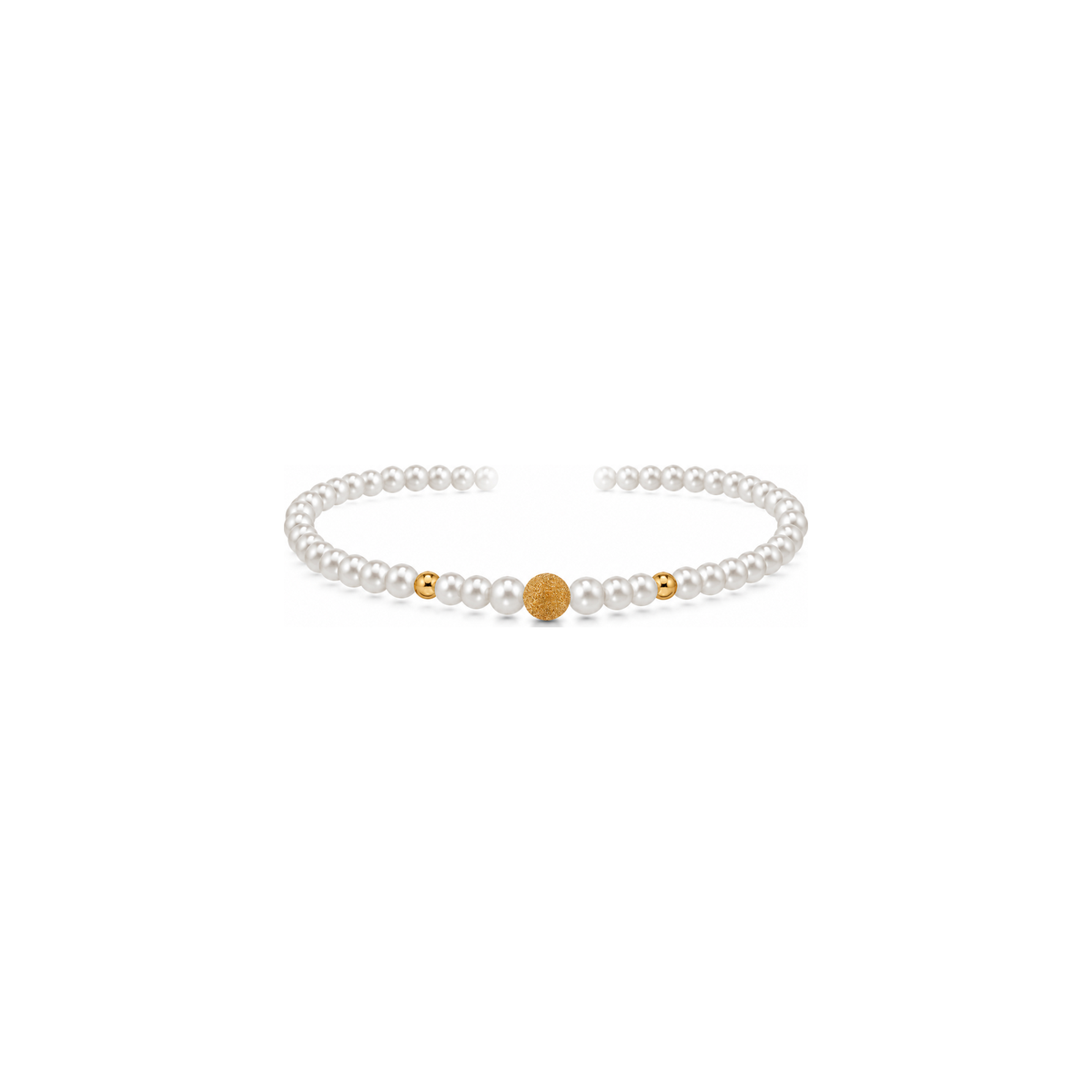 Collana di Perle Scalare con Dettagli Satinati e Lucidi in Oro Giallo 18kt