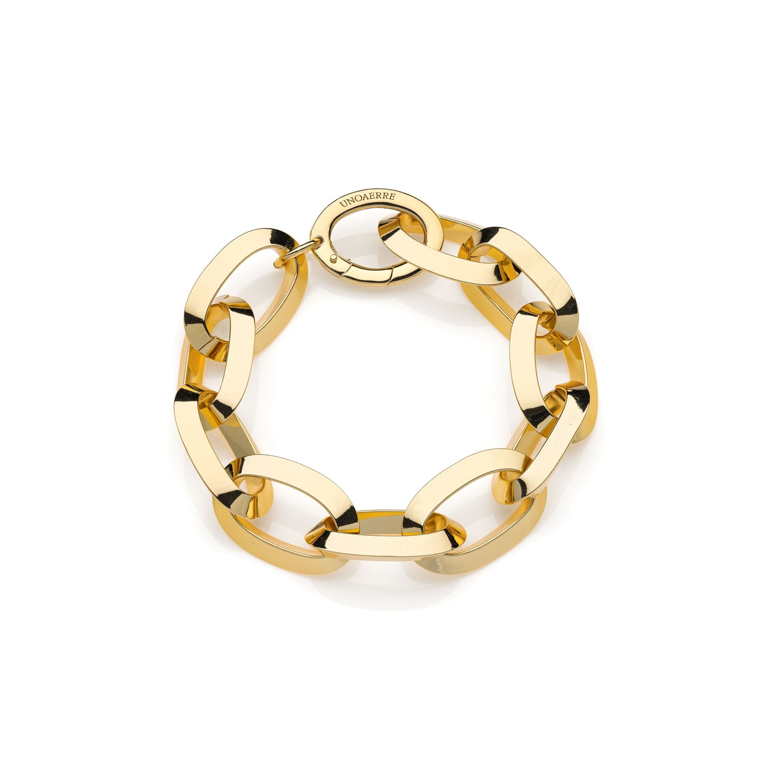 Bracciale di Catena Forzatina Ovale a Tubo Triangolare con Bagno Unoaerre