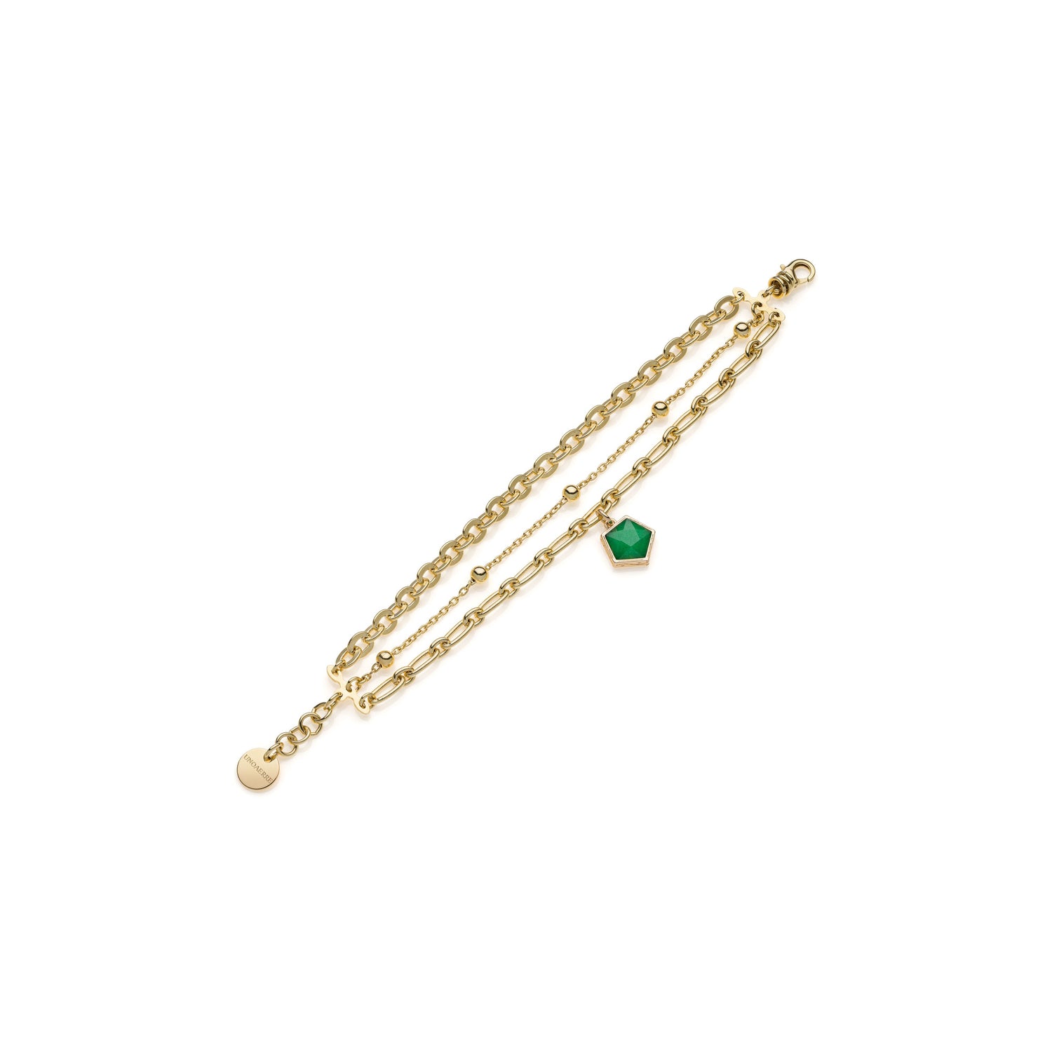 Bracciale a Tre Fili con Mix Catene Fantasia in Ottone Dorato Unoaerre