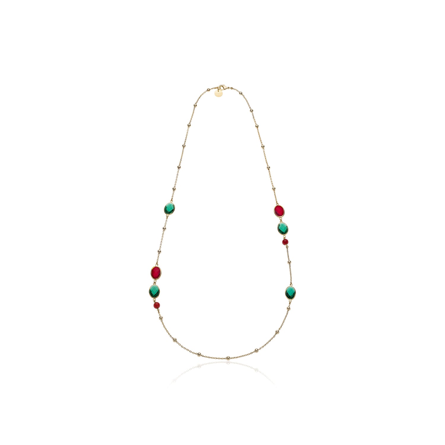 Collana Lunga Donna con Pietre Verdi e Rosse Unoaerre