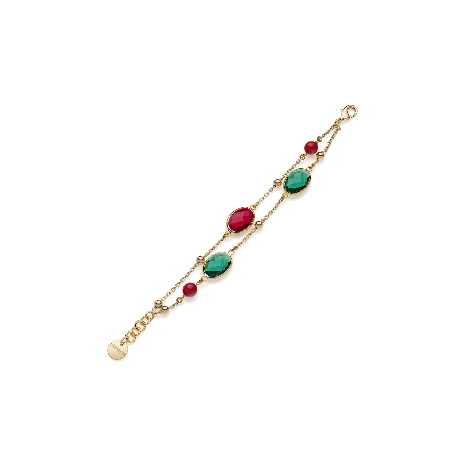 Bracciale Donna con Pietre Rosse e Verdi Unoaerre