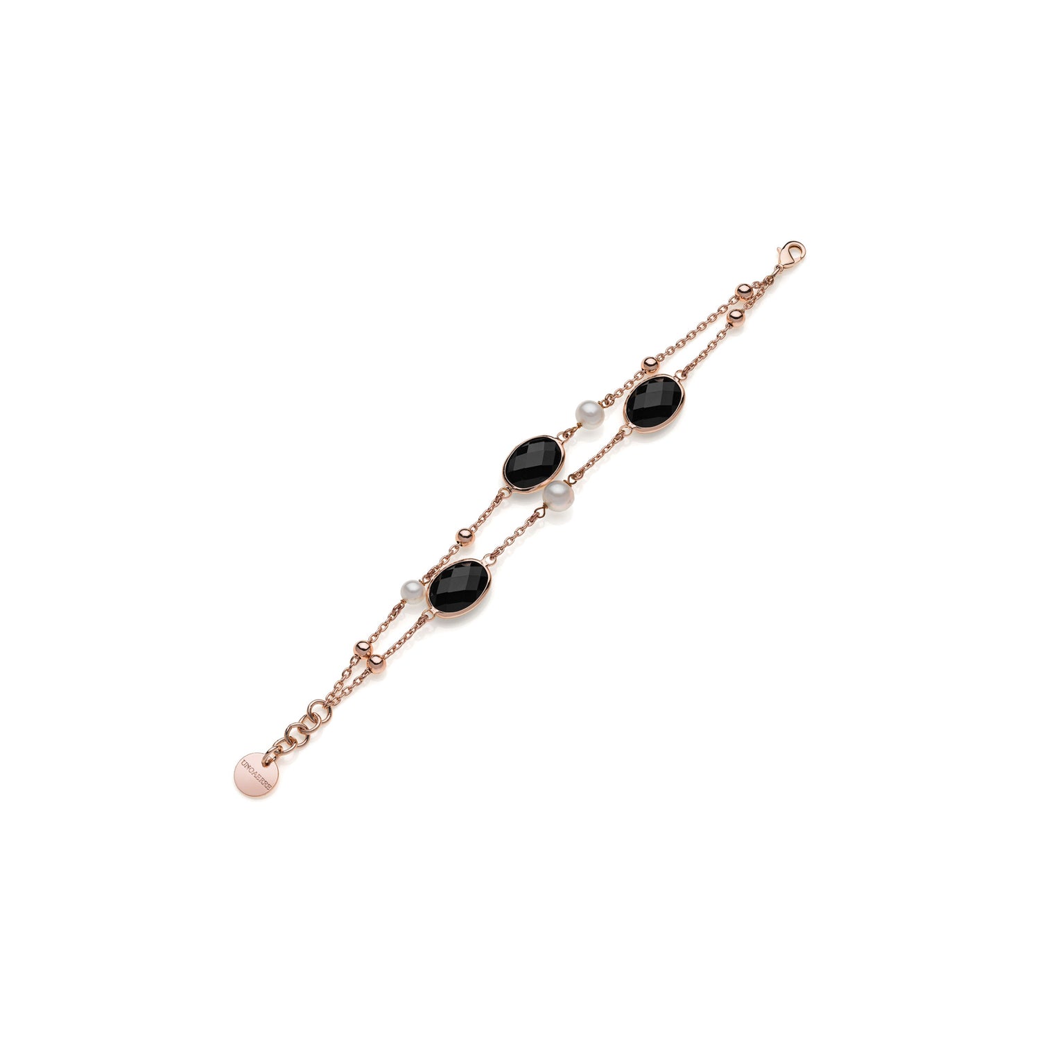 Bracciale Donna con Pietre Nere e Perle Unoaerre