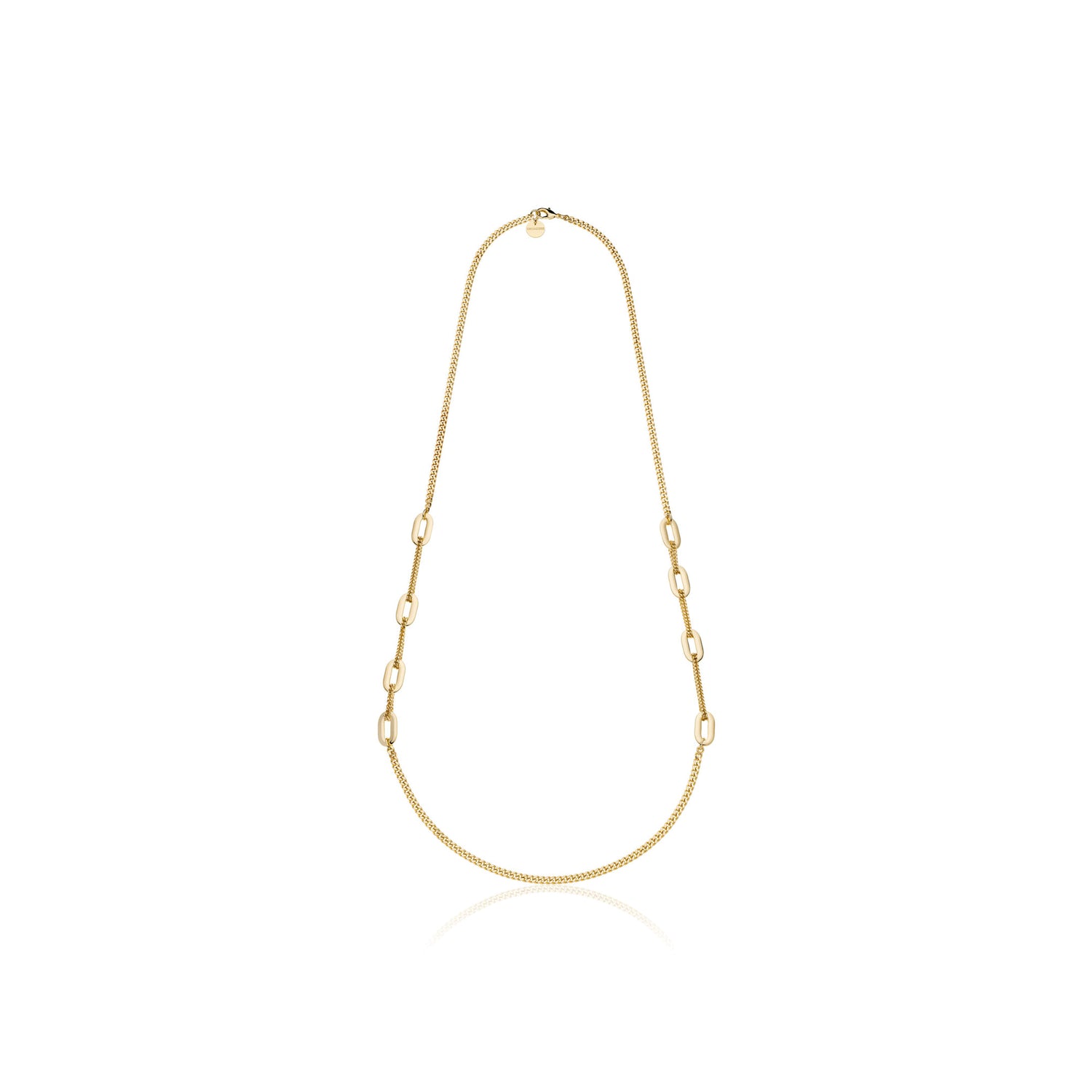 Collana Chanel Fantasia in Ottone Dorato con Maglie Ovali Piatte Alternate Unoaerre