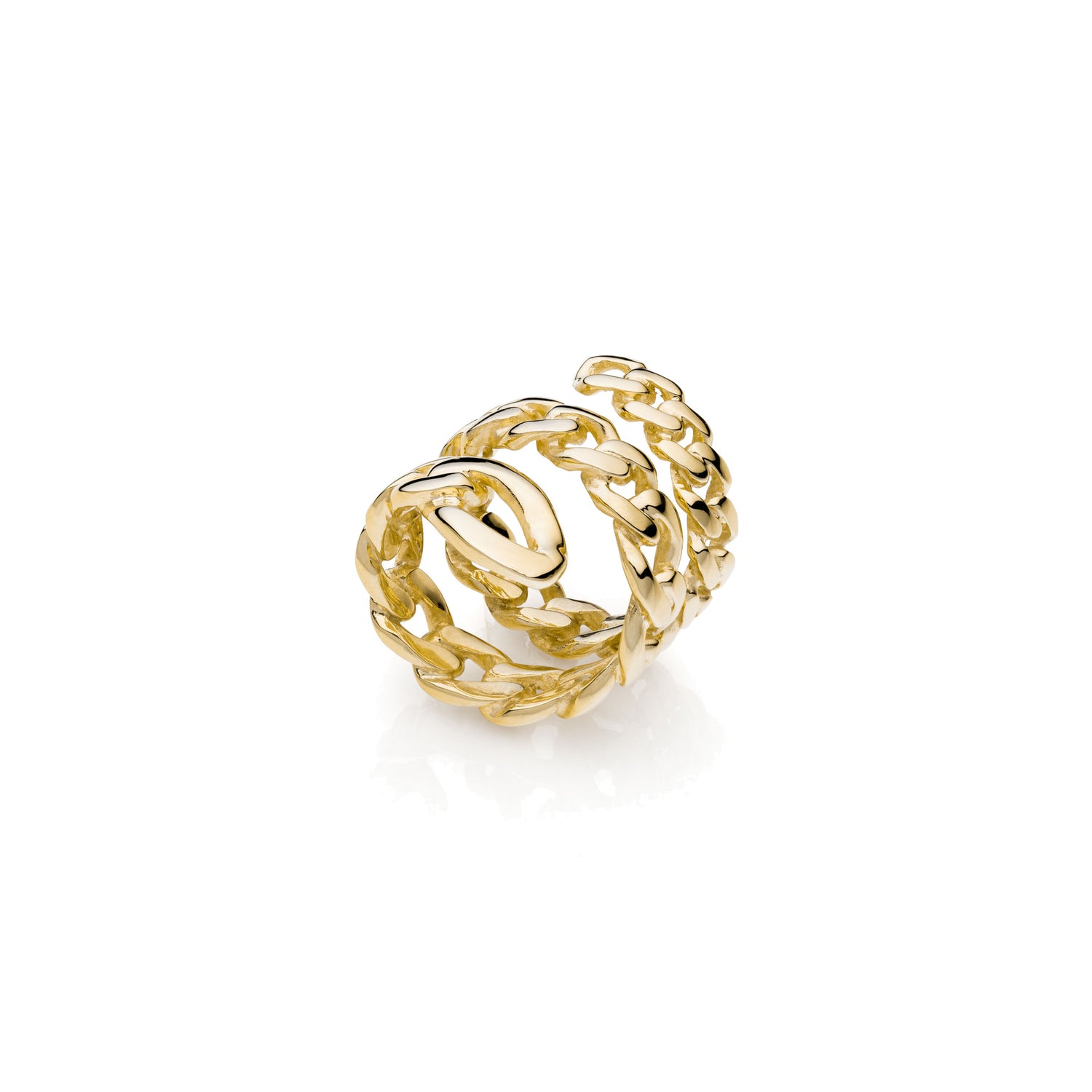 Anello a Spirale in Catena Grumetta Diamantata in Ottone Unoaerre