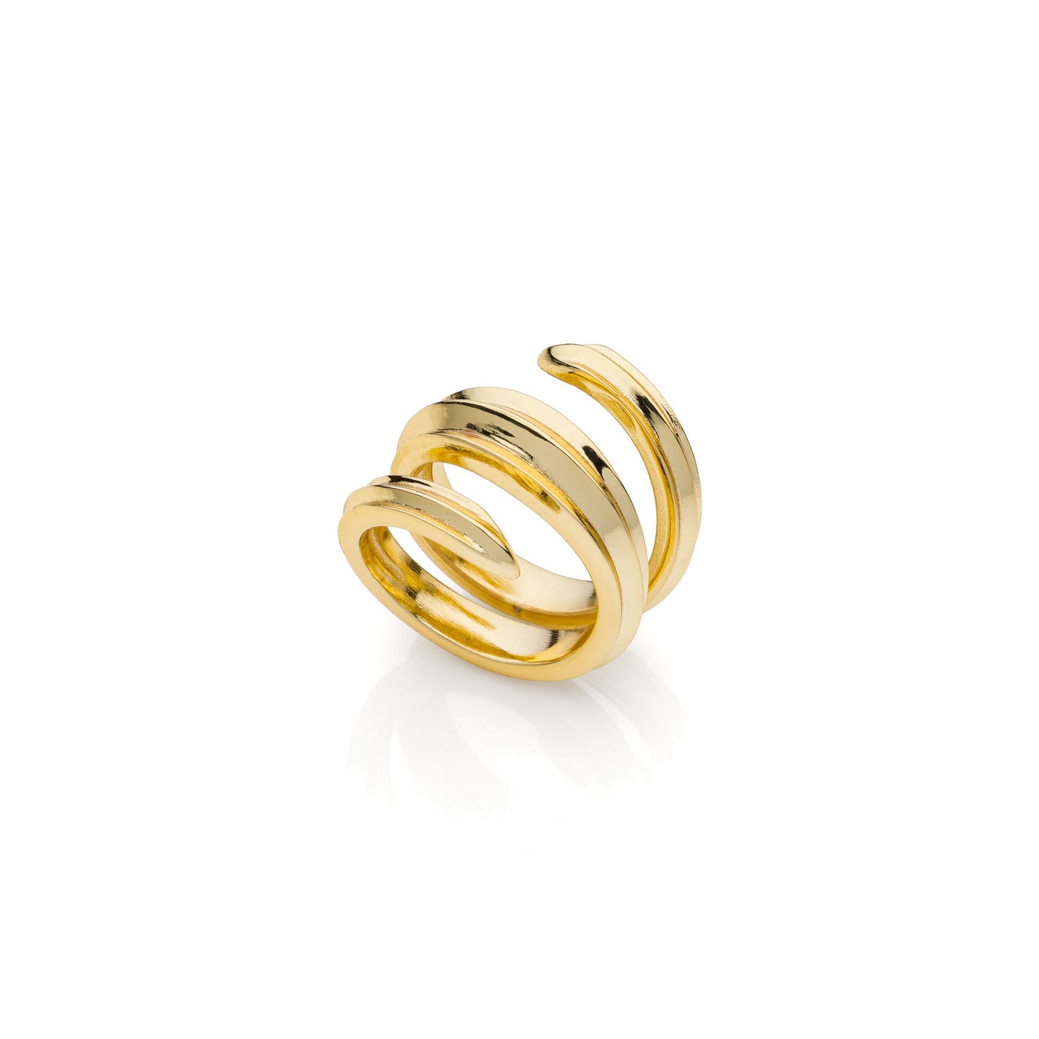 Anello a Spirale con Tubo Bombato Scanalato in Ottone Lucido Unoaerre