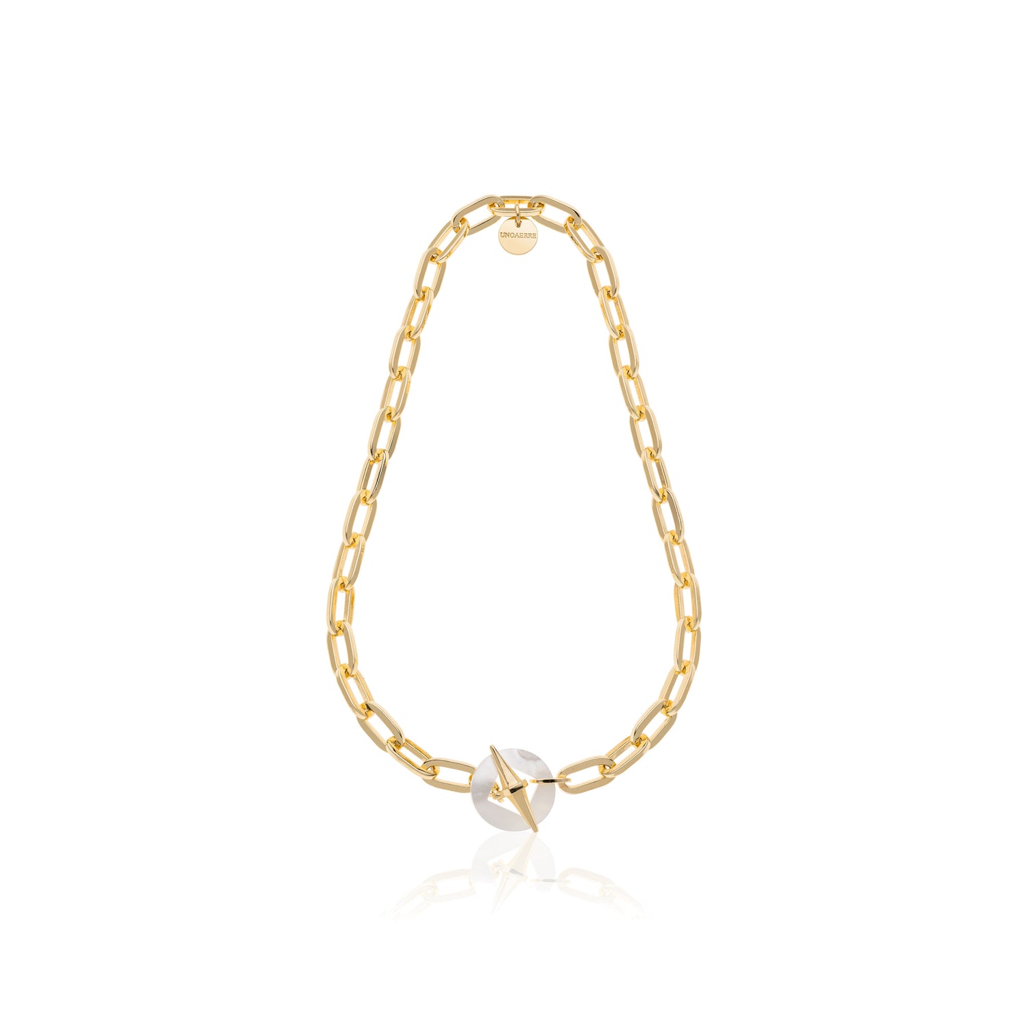 Collana in Ottone con Catena e Maglia in Madreperla Unoaerre