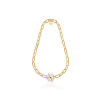 Unoaerre Brass Necklace with Chain and Mother-of-Pearl Link