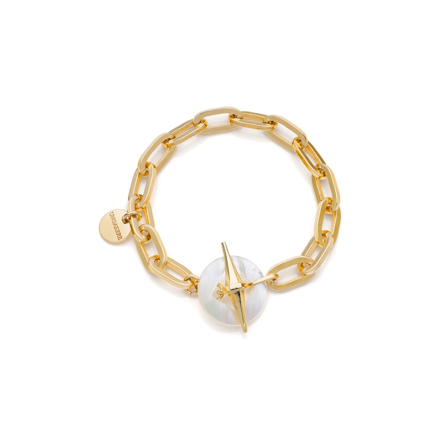 Bracciale a Maglia Catena con Elemento a Punta e Perla Unoaerre