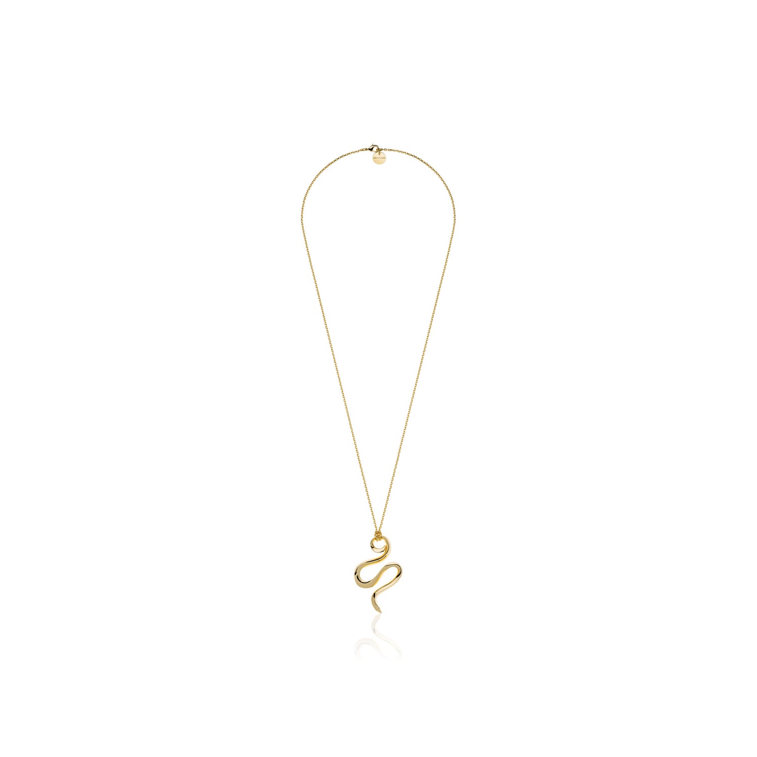 Collana Lunga in Ottone Dorato con Pendente Serpente Unoaerre