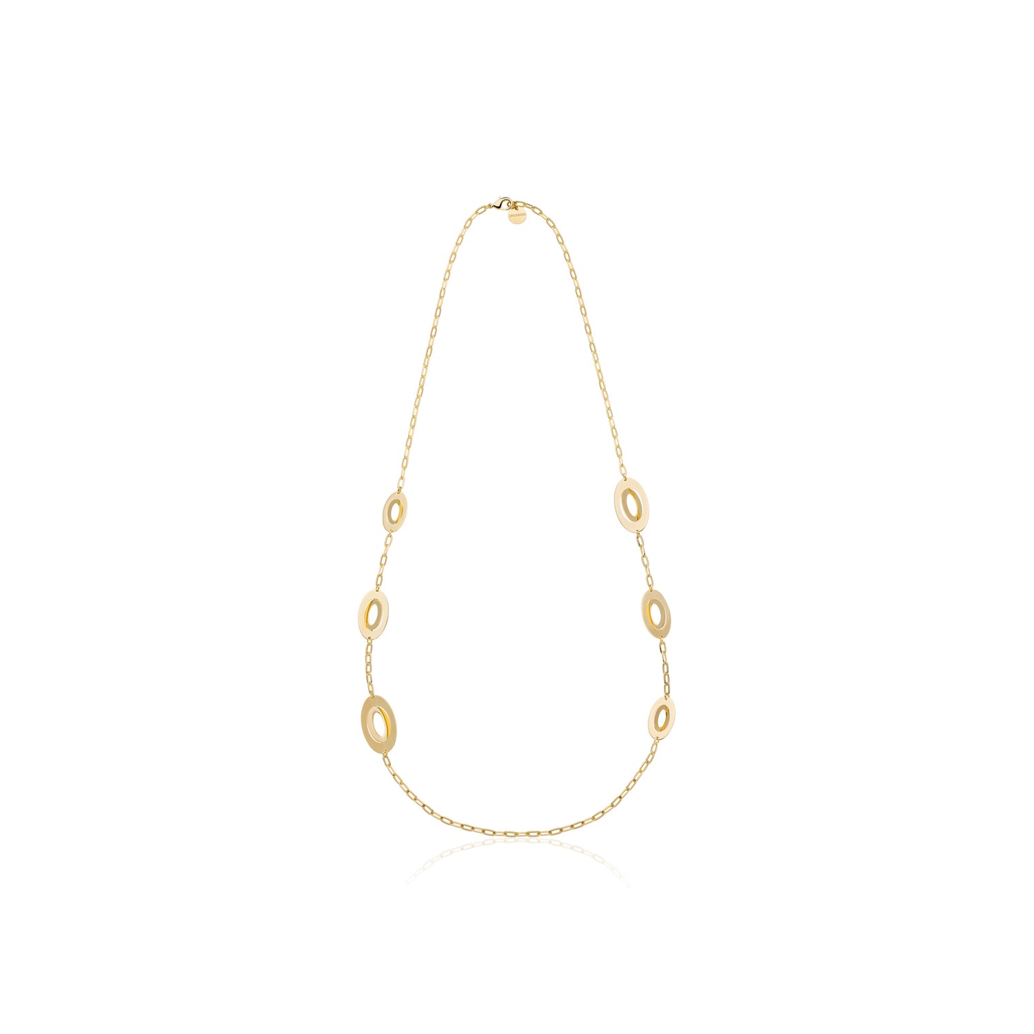 Collana Lunga in Ottone Dorato con Maglie Ovali Unoaerre
