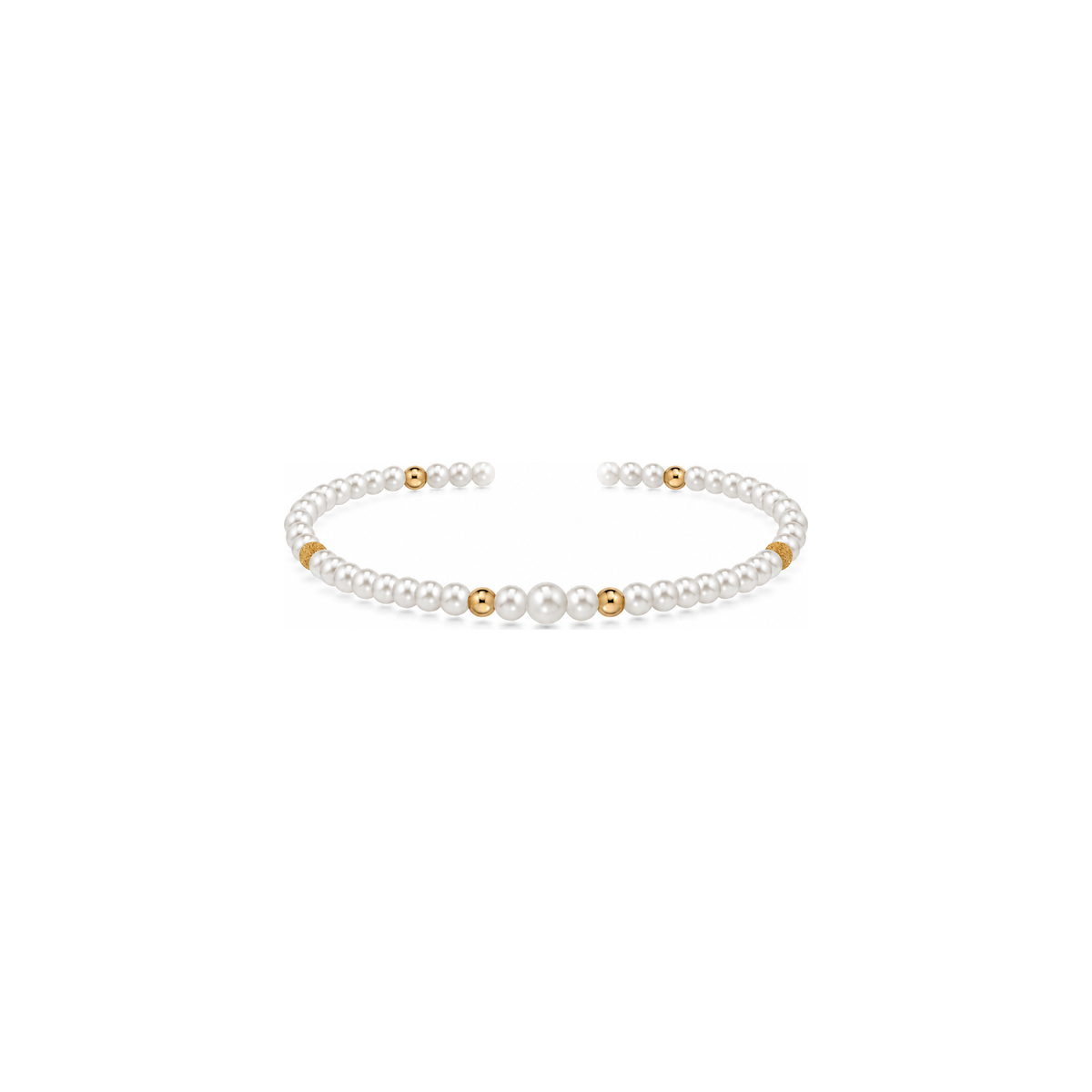Collana di Perle Scalare con Dettagli Satinati e Lucidi in Oro Giallo 18kt