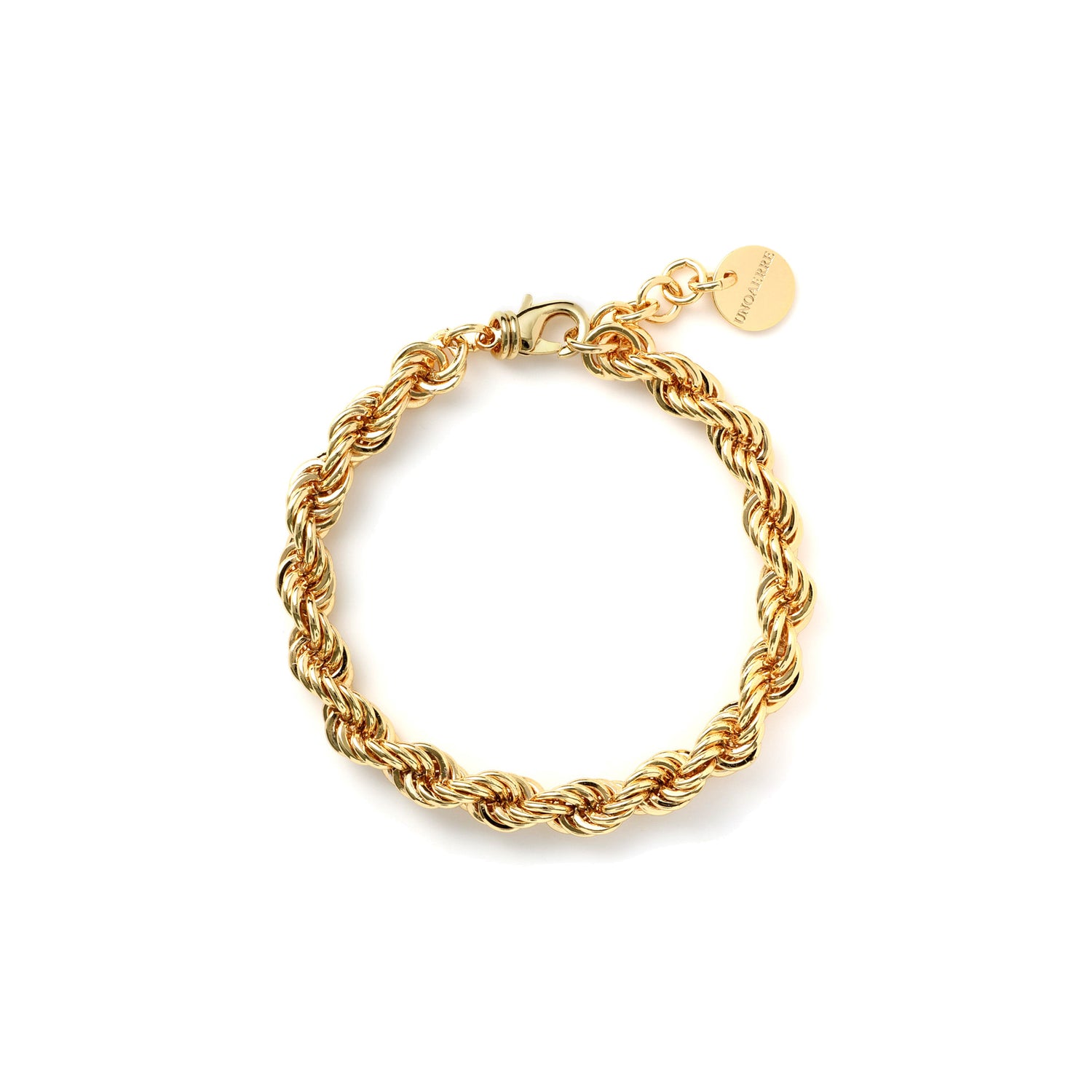 Bracciale in Catena Corda con Bagno Galvanico in Oro Giallo 24kt Unoaerre