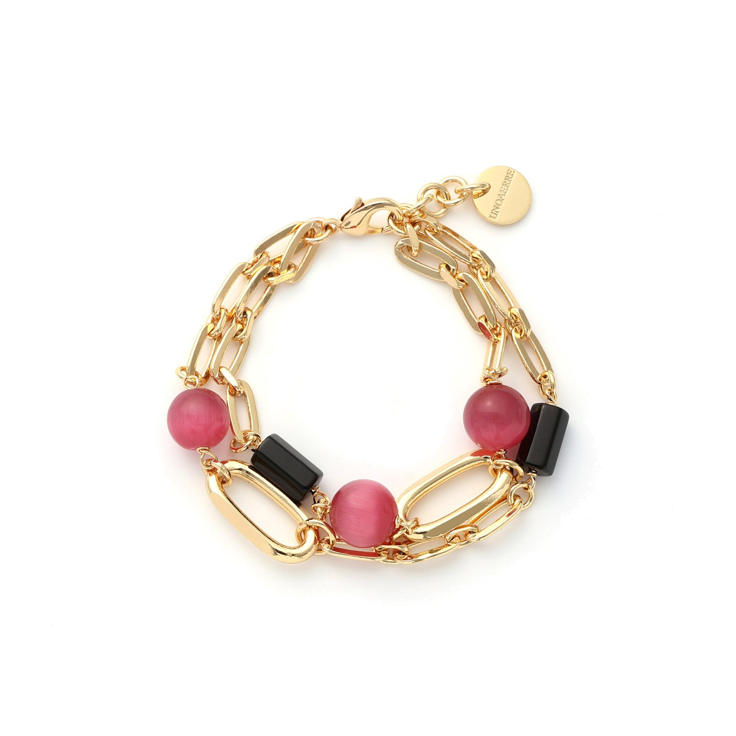 Bracciale con Doppio Filo di Catena Forzatina Dorata Unoaerre
