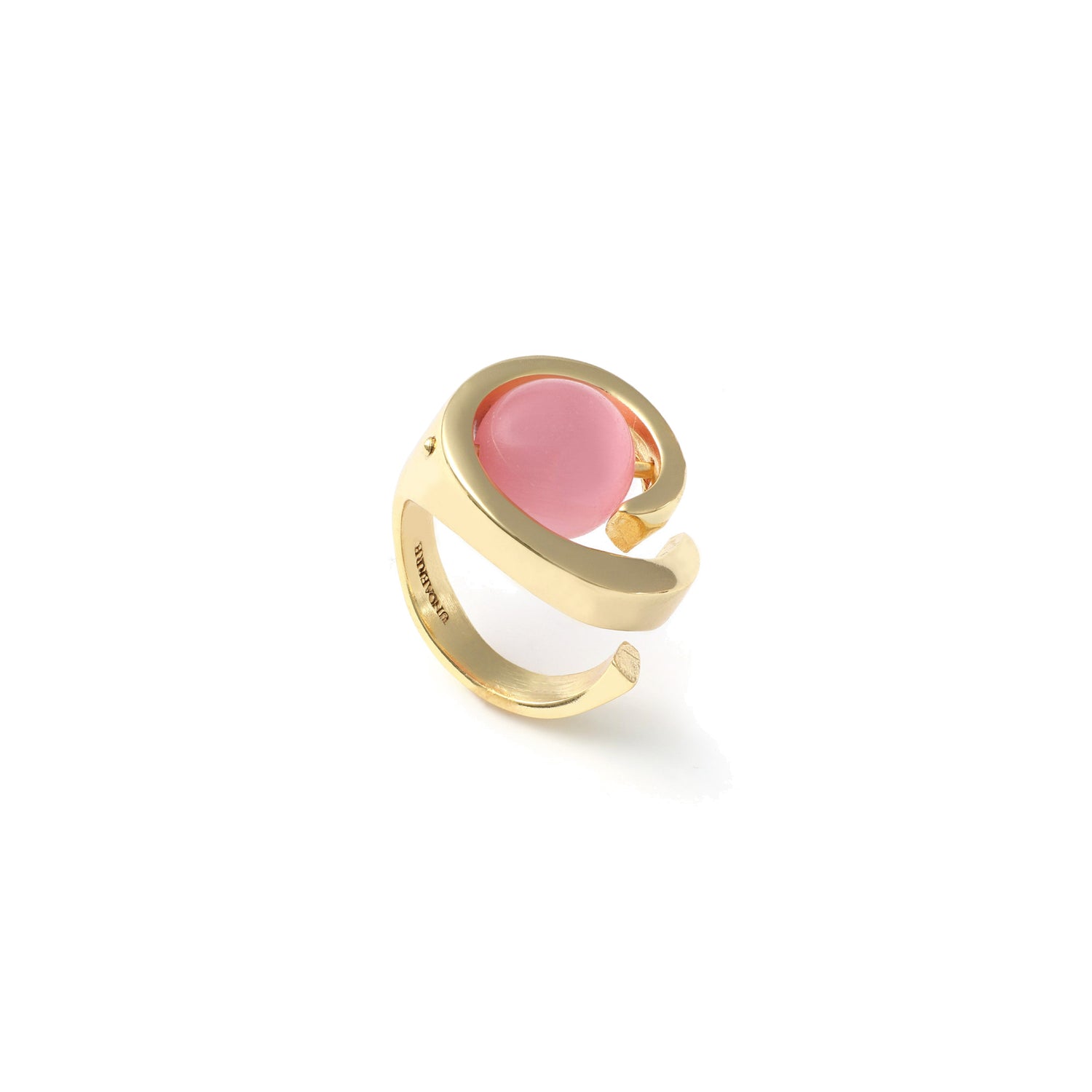 Anello con Bagno in Oro 24kt e Sfera Centrale in Pietra Unoaerre