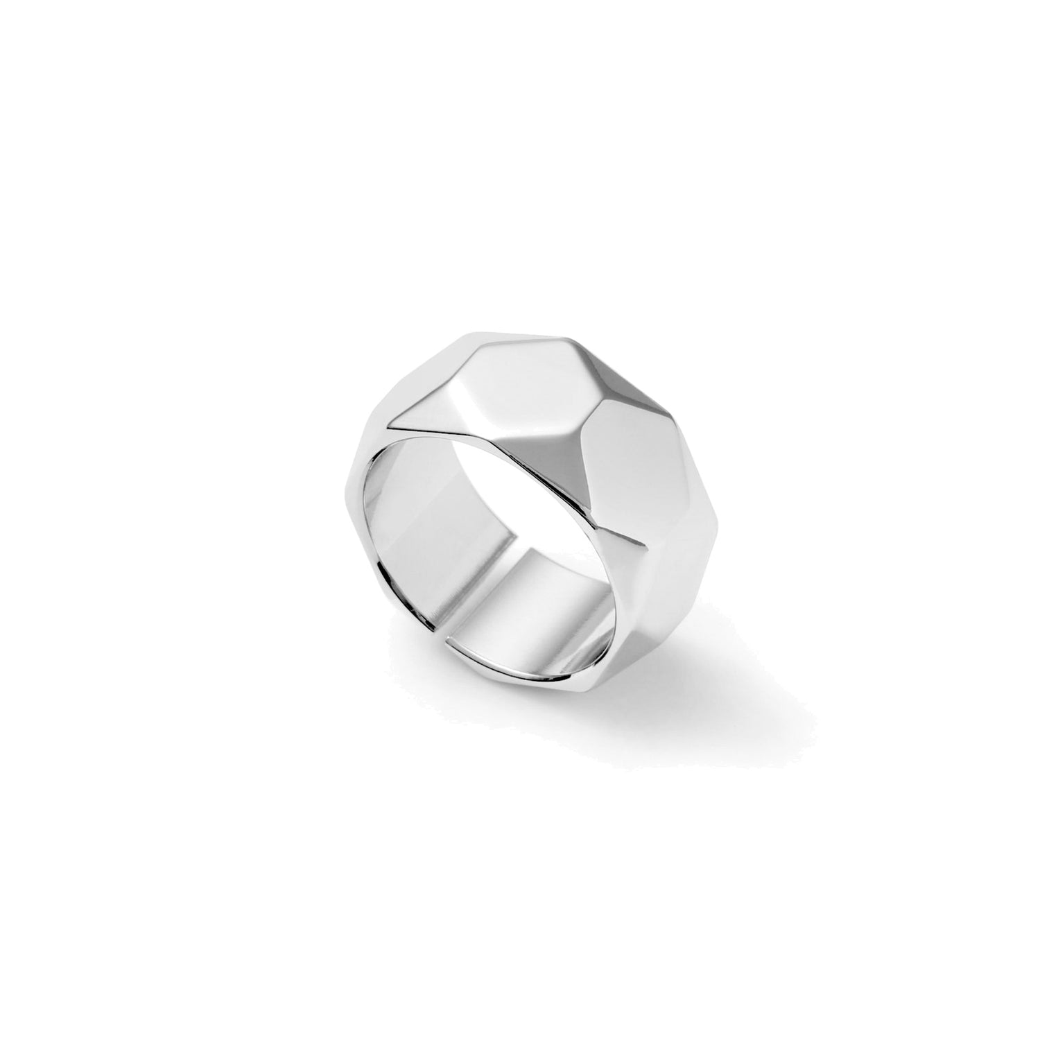 Anello a Fascia Lucida Sfaccettata Unoaerre