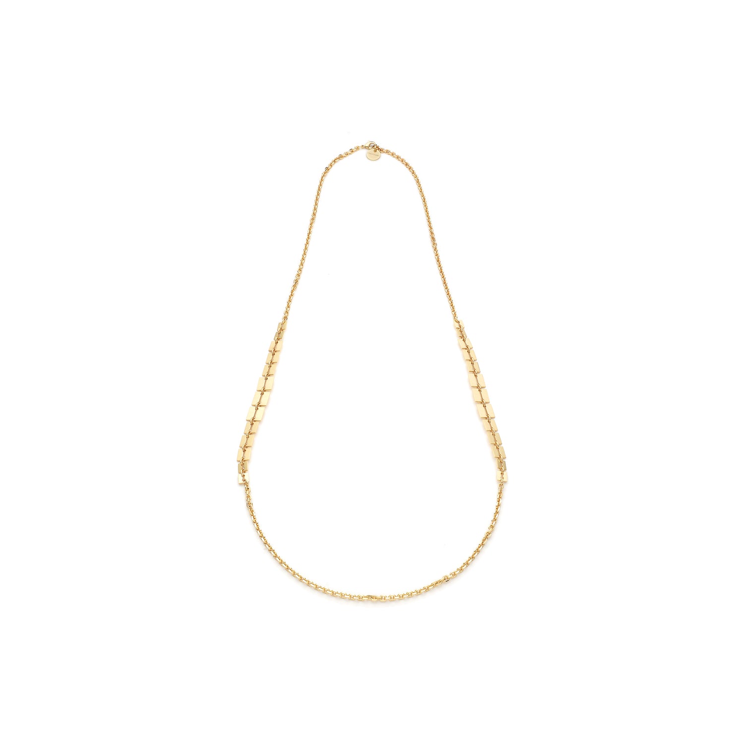 Collana Lunga Lux con Maglie Piatte Quadrate Concatenate Alternate a Catena Unoaerre