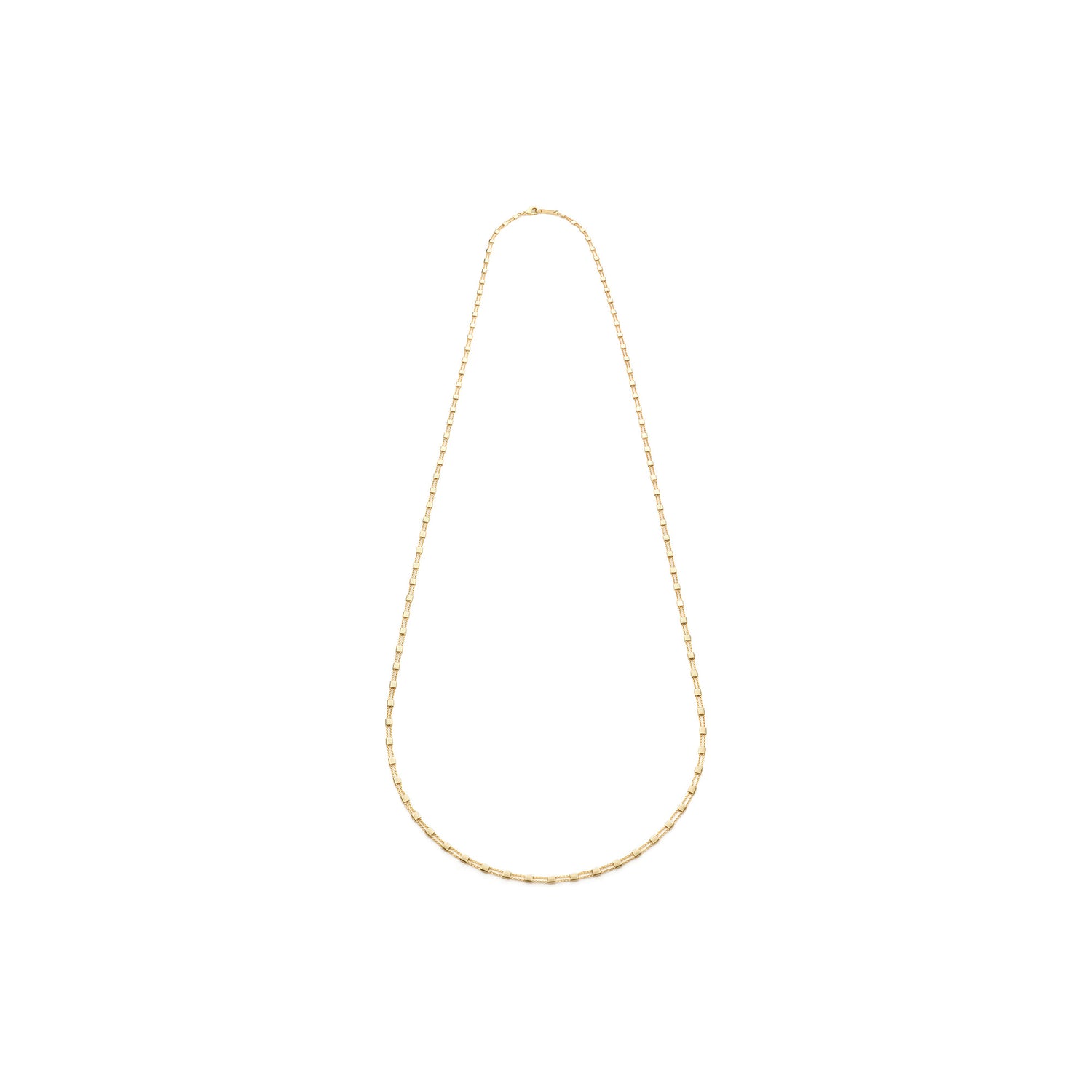 Collana Lunga con Doppio Filo di Catena Sottile Accoppiata D a Quadratini Unoaerre