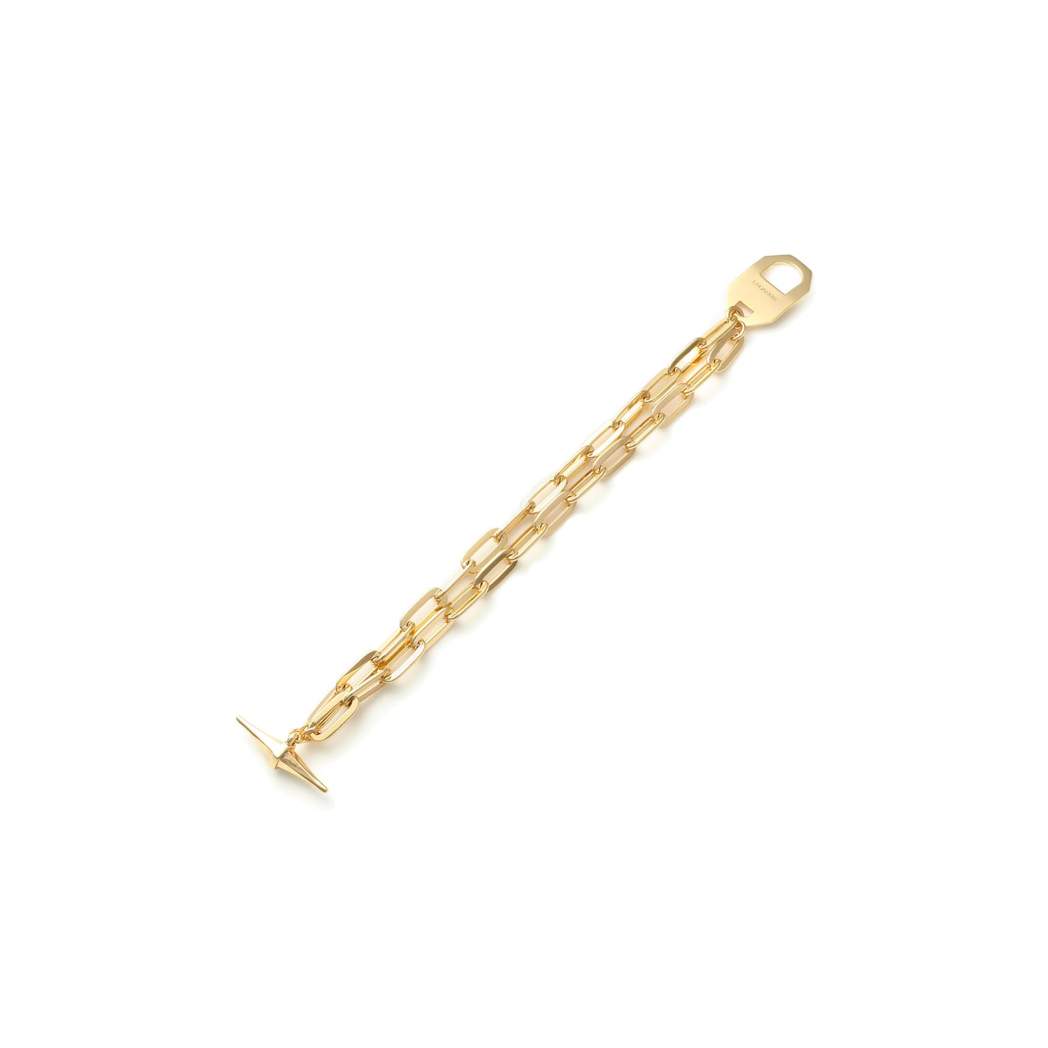 Bracciale Doppio Filo in Catena Forzatina Dorata con Chiusura a T-bar Unoaerre
