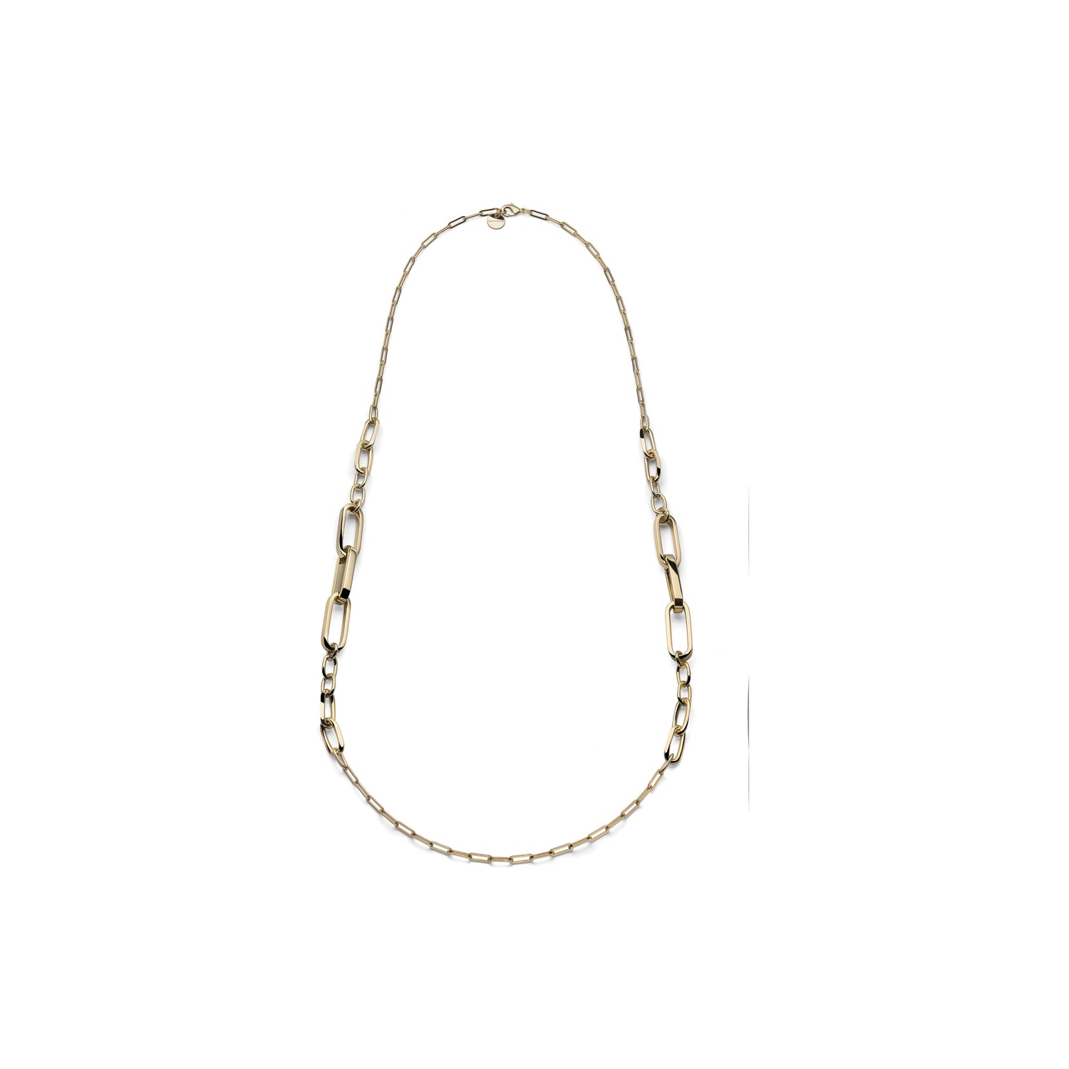 Collana Catena Forzatina Lunga a Grandezze Alterne con Bagno in Oro Unoaerre