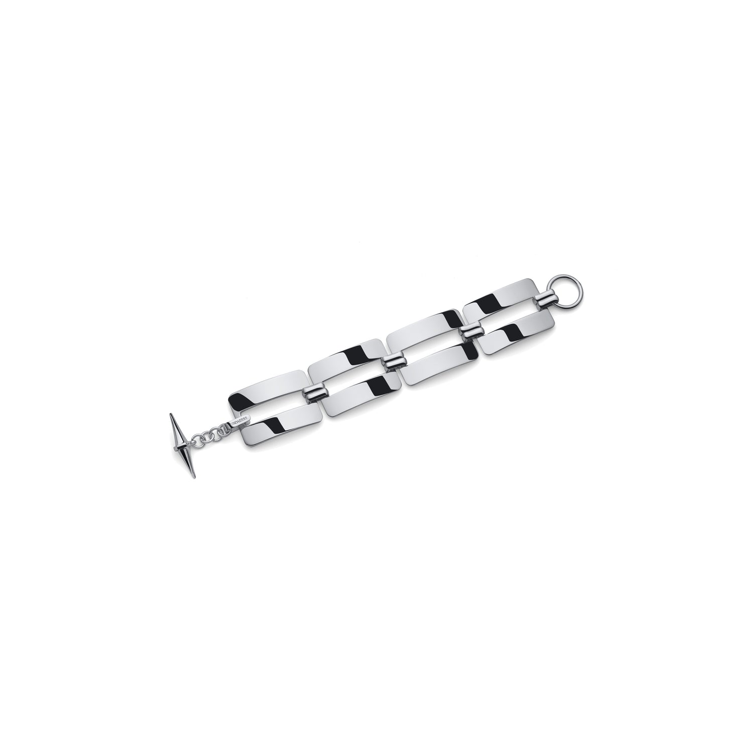 Bracciale con Maxi Maglie Rettangolari e Chiusura a T-bar Gioiello Unoaerre