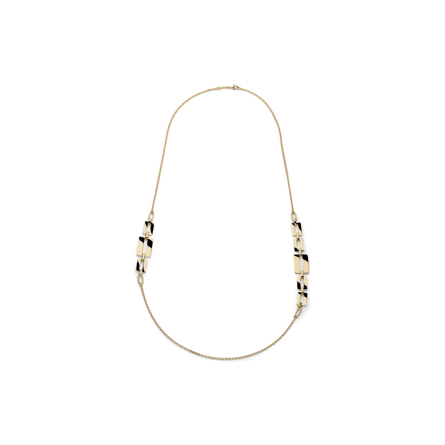 Collana Lunga con Catena Sottile Alternata a Maglie Rettangolari a Scalare Unoaerre