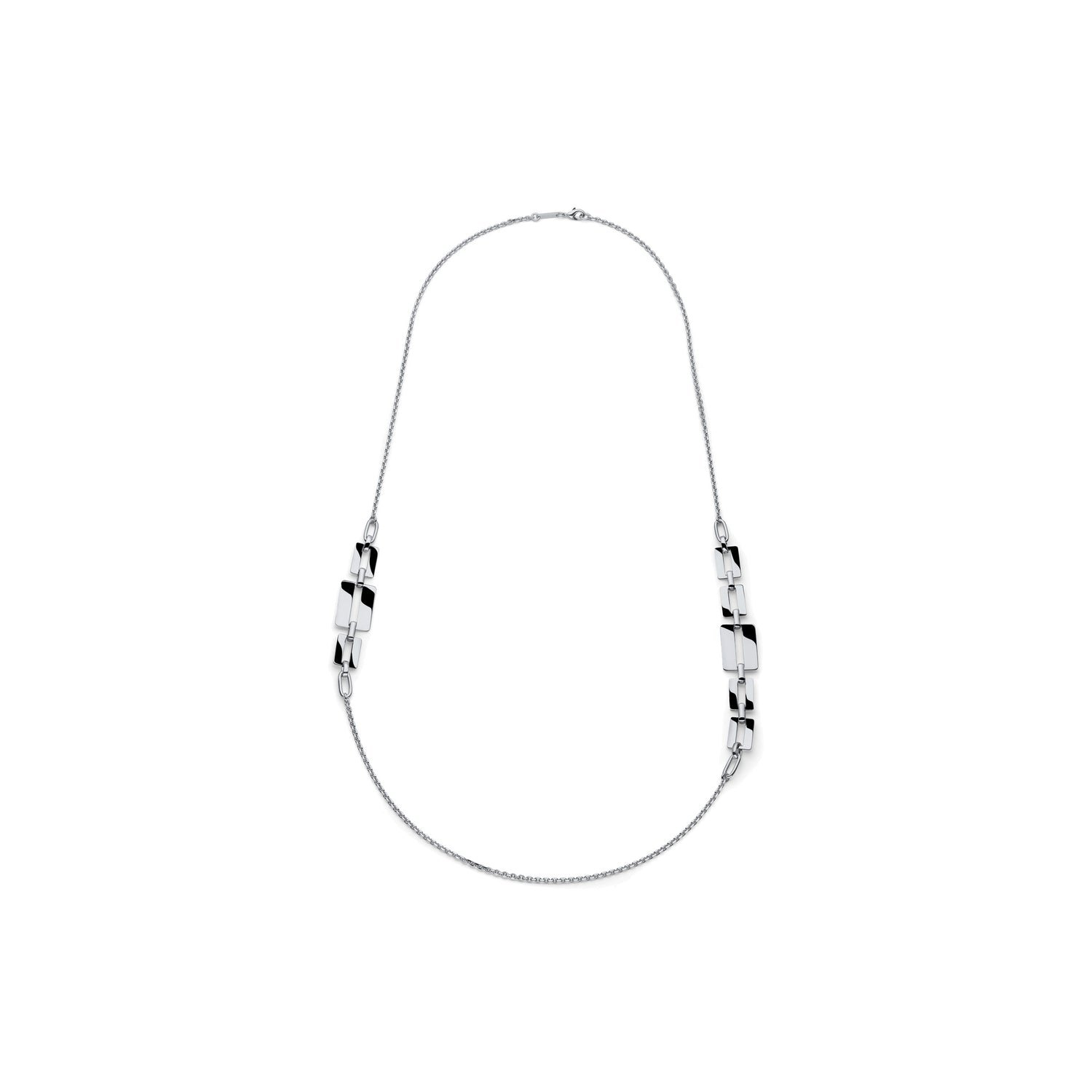 Collana Lunga con Catena Sottile Alternata a Maglie Rettangolari a Scalare Unoaerre