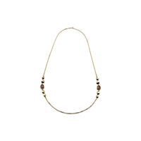 Long Gold-Tone Fine Chain Necklace with Smooth Elements and Unoaerre Eye Stones