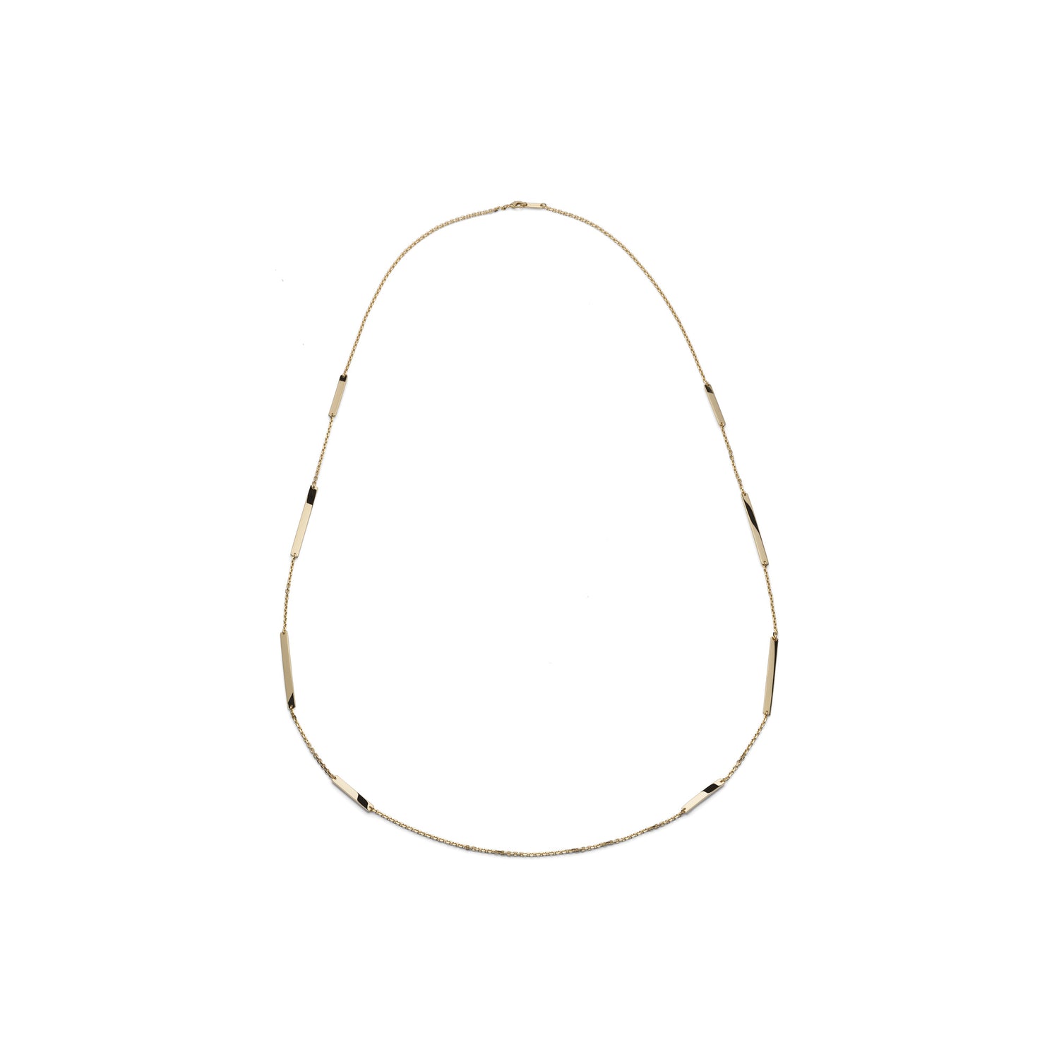 Collana Lunga in Catena Sottile con Lastrine Rettangolari Piatte Alternate Unoaerre