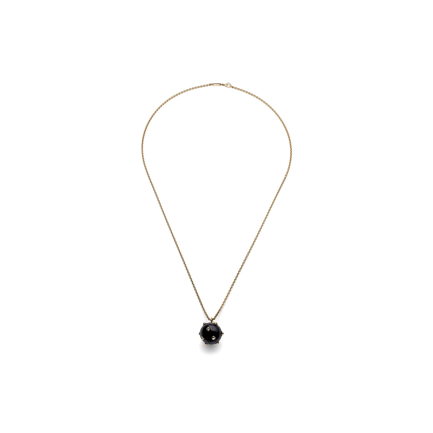 Collana Lunga della Collezione Mine con Ciondolo Grande Smaltato Nero Lucido Unoaerre