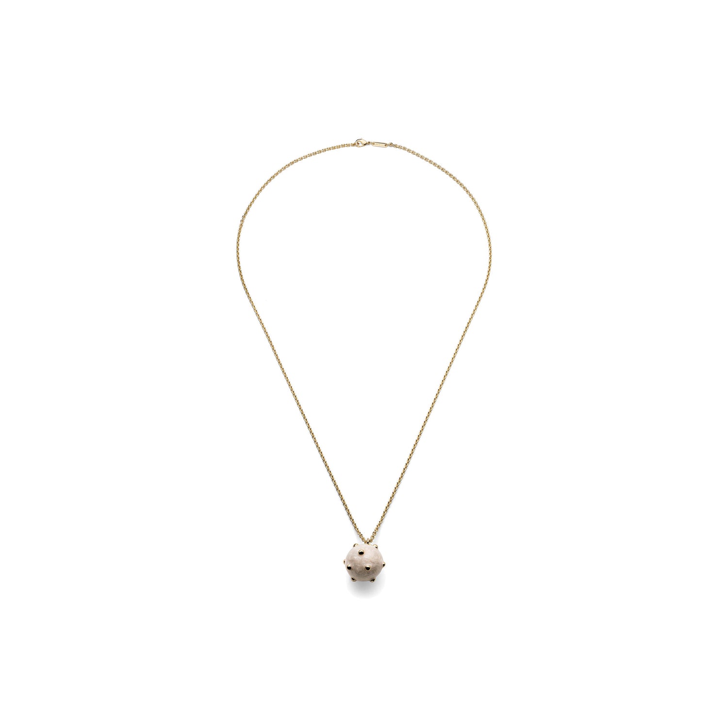 Collana Lunga della Collezione Mine con Ciondolo Grande Smaltato Bianco Latte Lucido Unoaerre