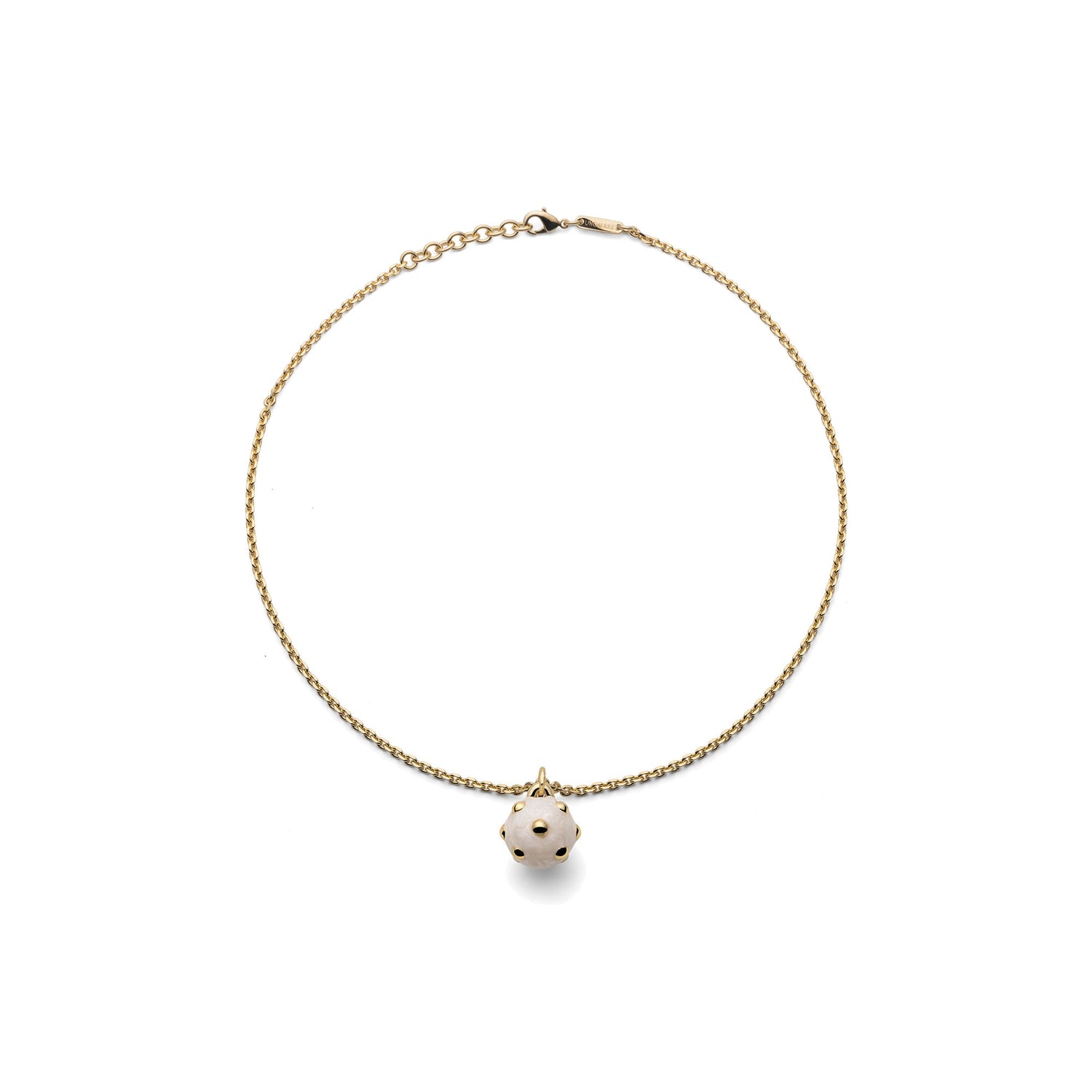 Collana della Collezione Mine con Ciondolo Piccolo Smaltato Bianco Latte Lucido Unoaerre