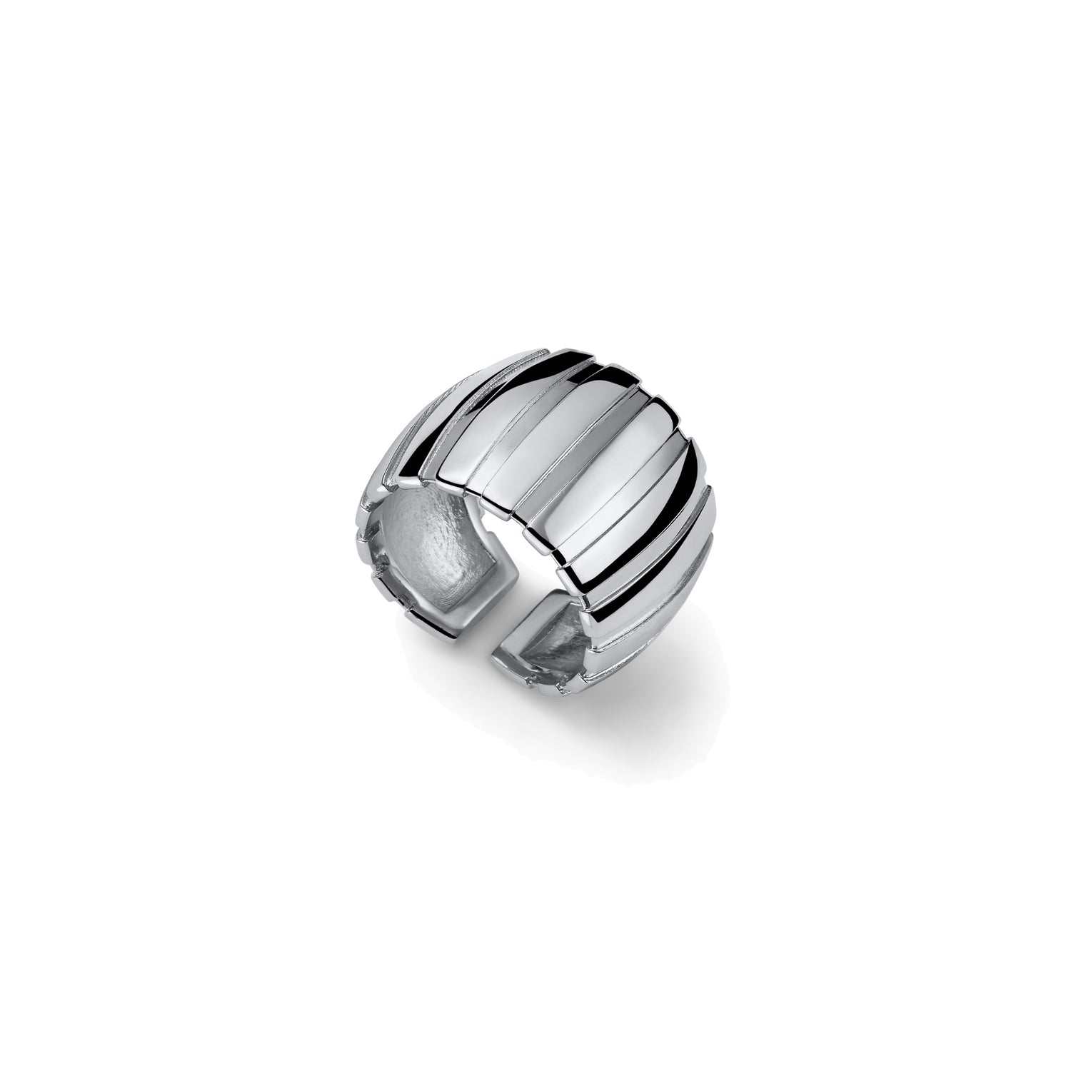 Anello a Fascia in Finitura Lucida e Lavorazione Scanalata Unoaerre