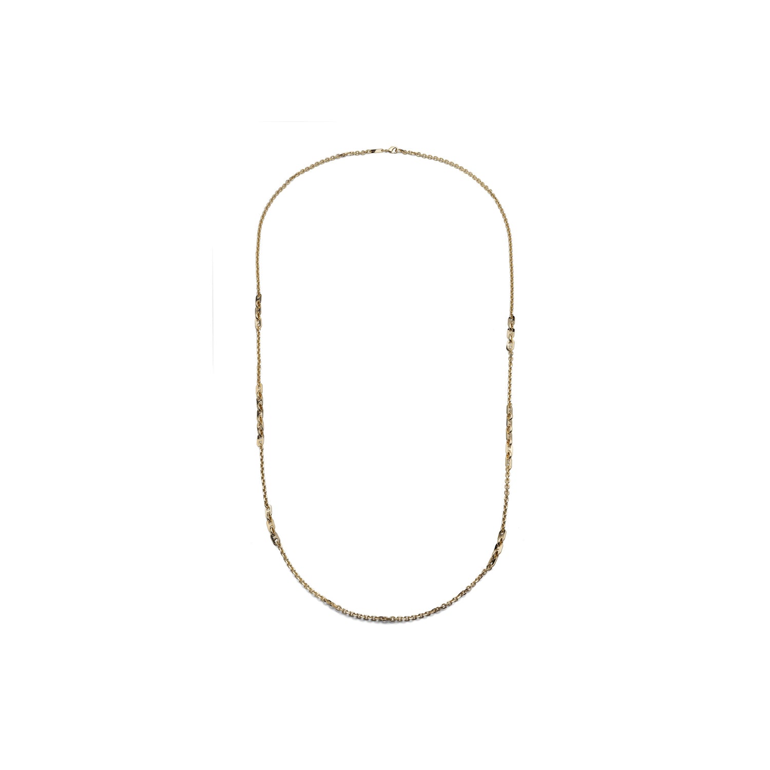 Collana Lunga in Catena Placcata Oro, Maglia Traversino Unoaerre