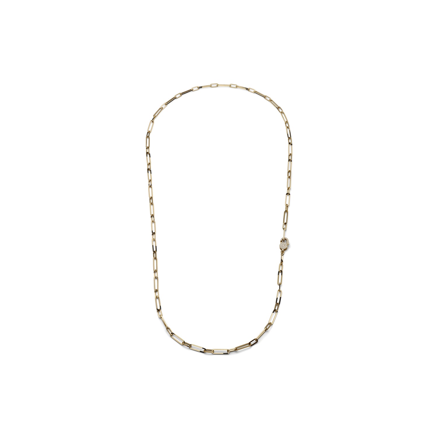 Collana Lunga Donna, Catena Placcata Oro Paperclip Unoaerre